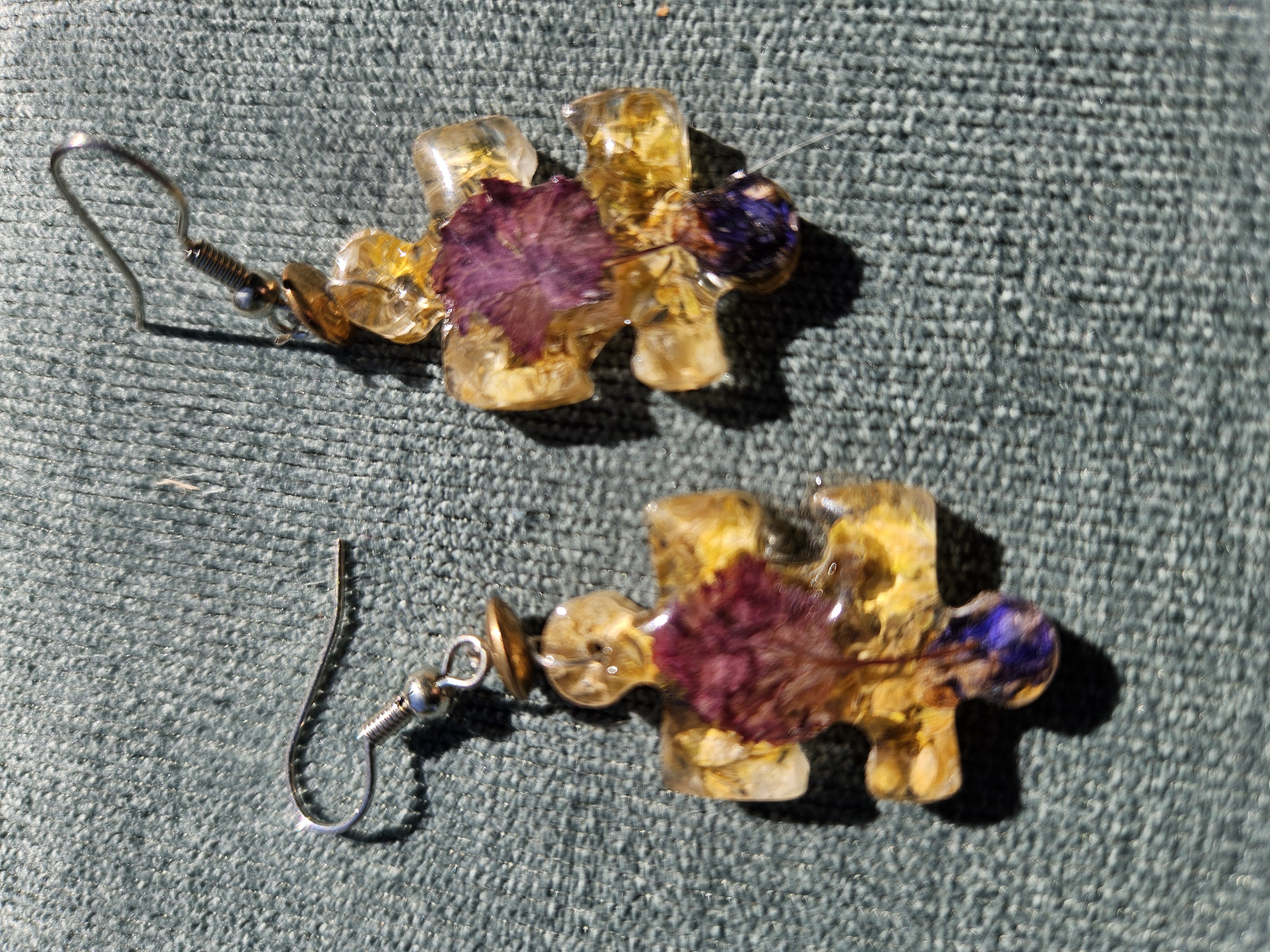 Puzzle Me This Pressed Flower Earrings