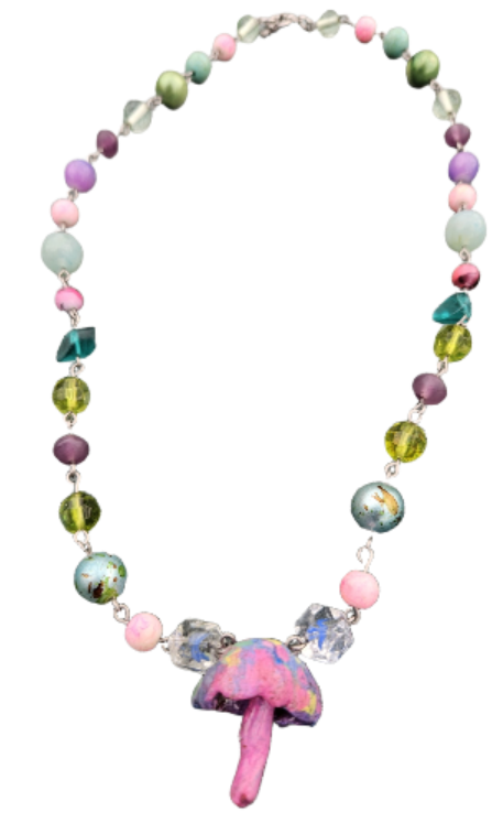 Lucky Pink Mushroom Charm Necklace