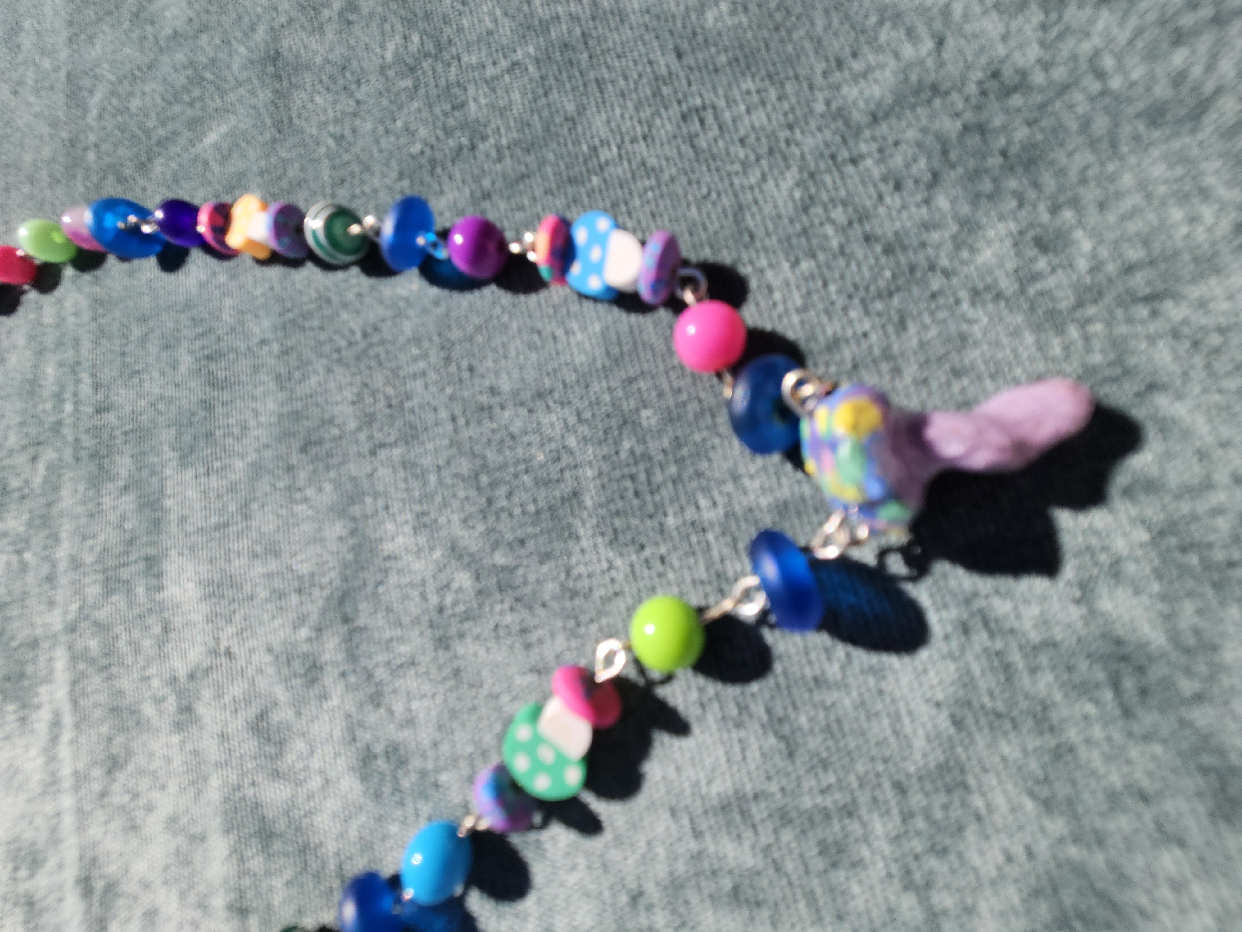 Rainbow Shroom Upcycled Necklace
