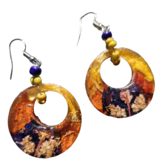 Tropical Sunrise Pressed Flower Earrings