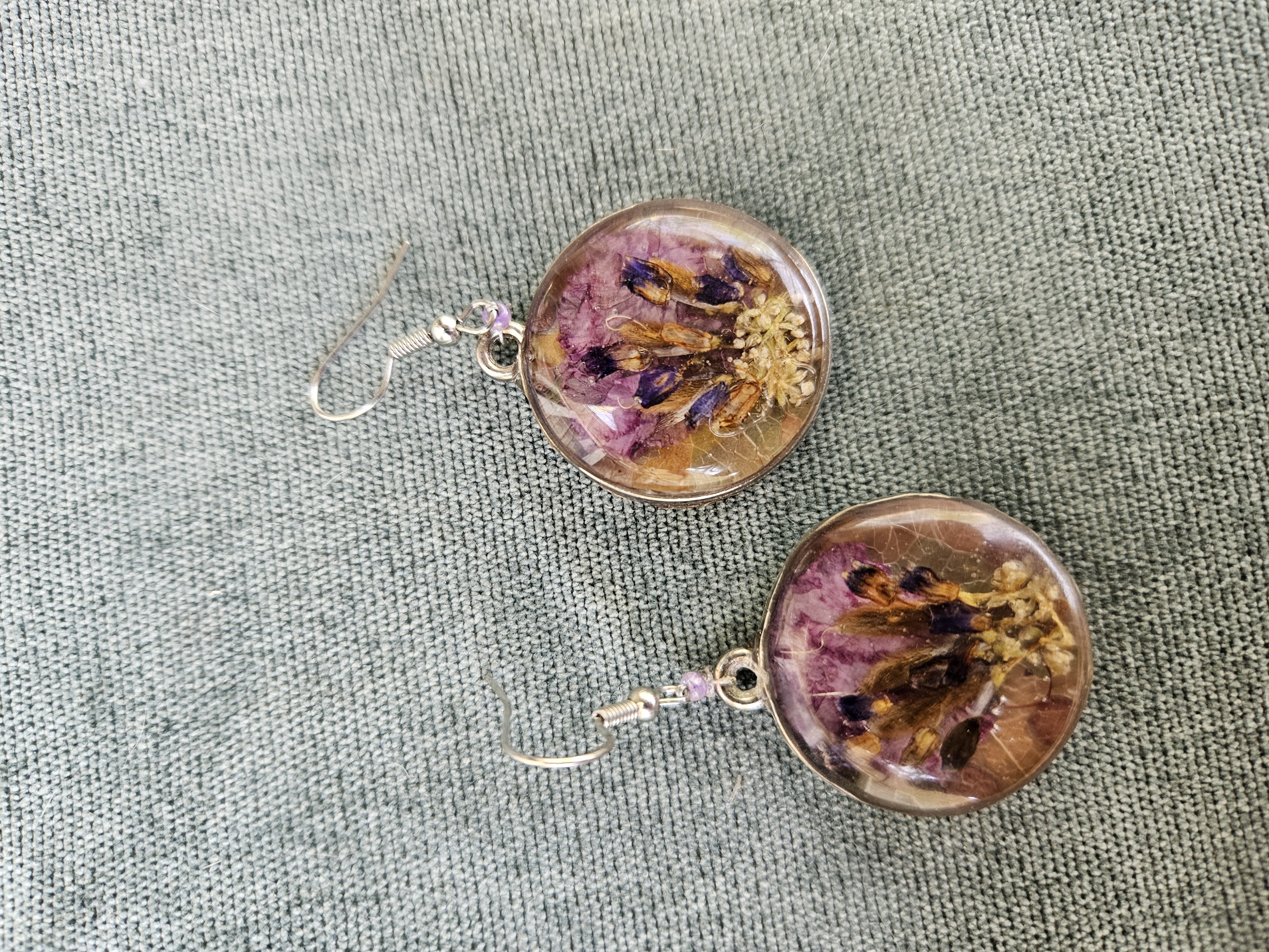 Lavender Moss Pressed Flower Earrings