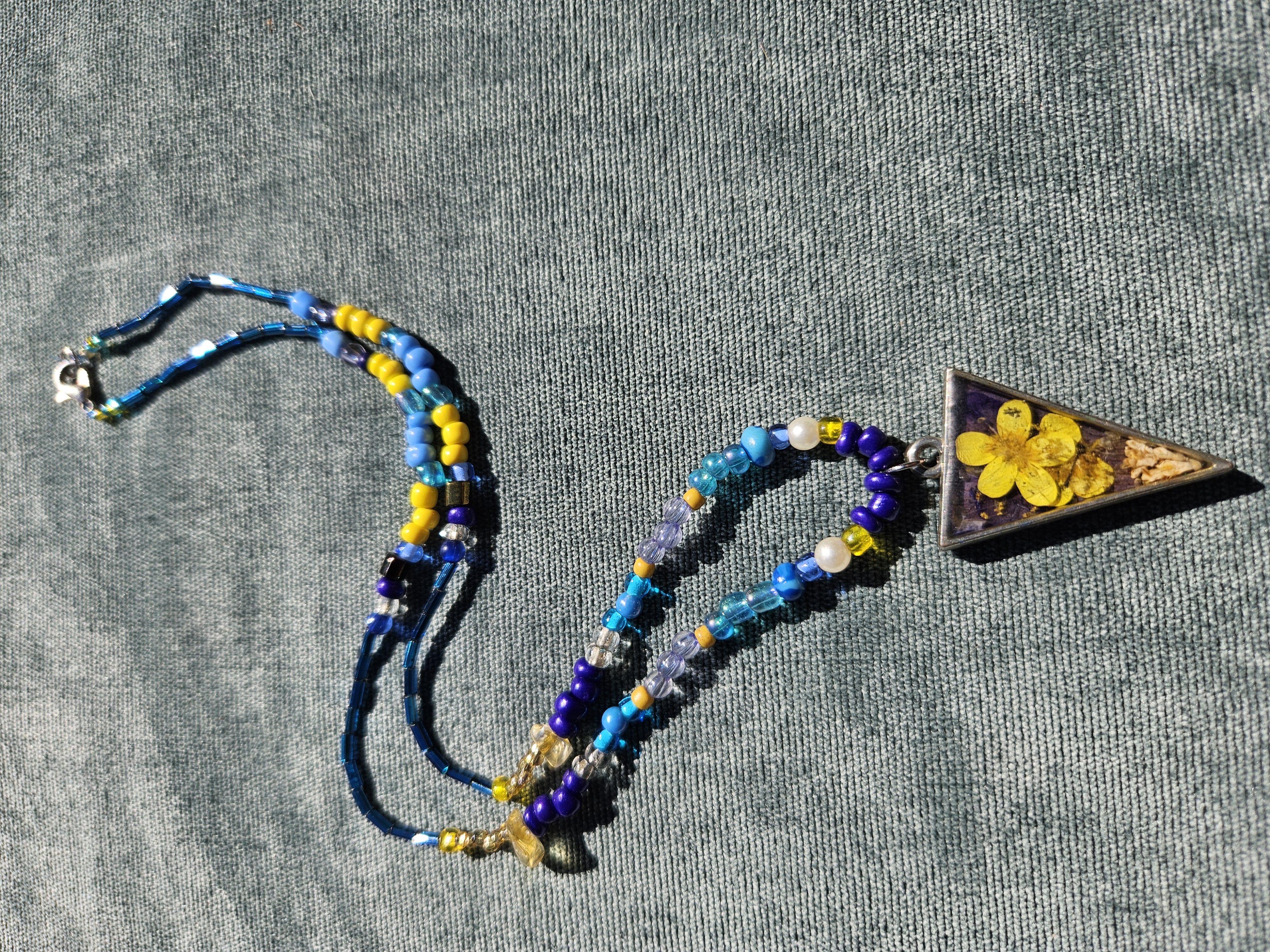 Flower Power Upcycled Necklace With Pressed Flower Charm