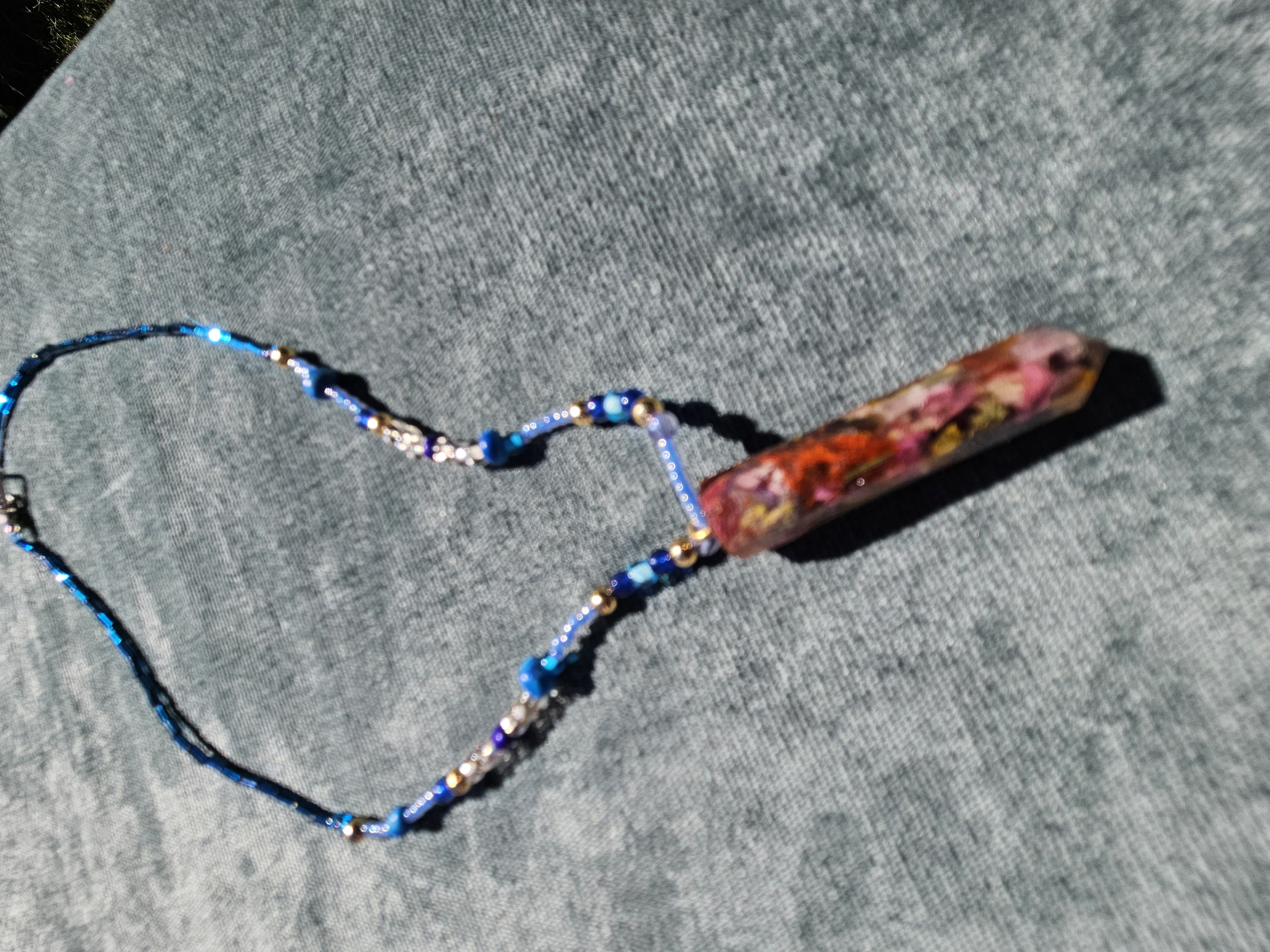 Floral Crystal Pressed Flower Necklace