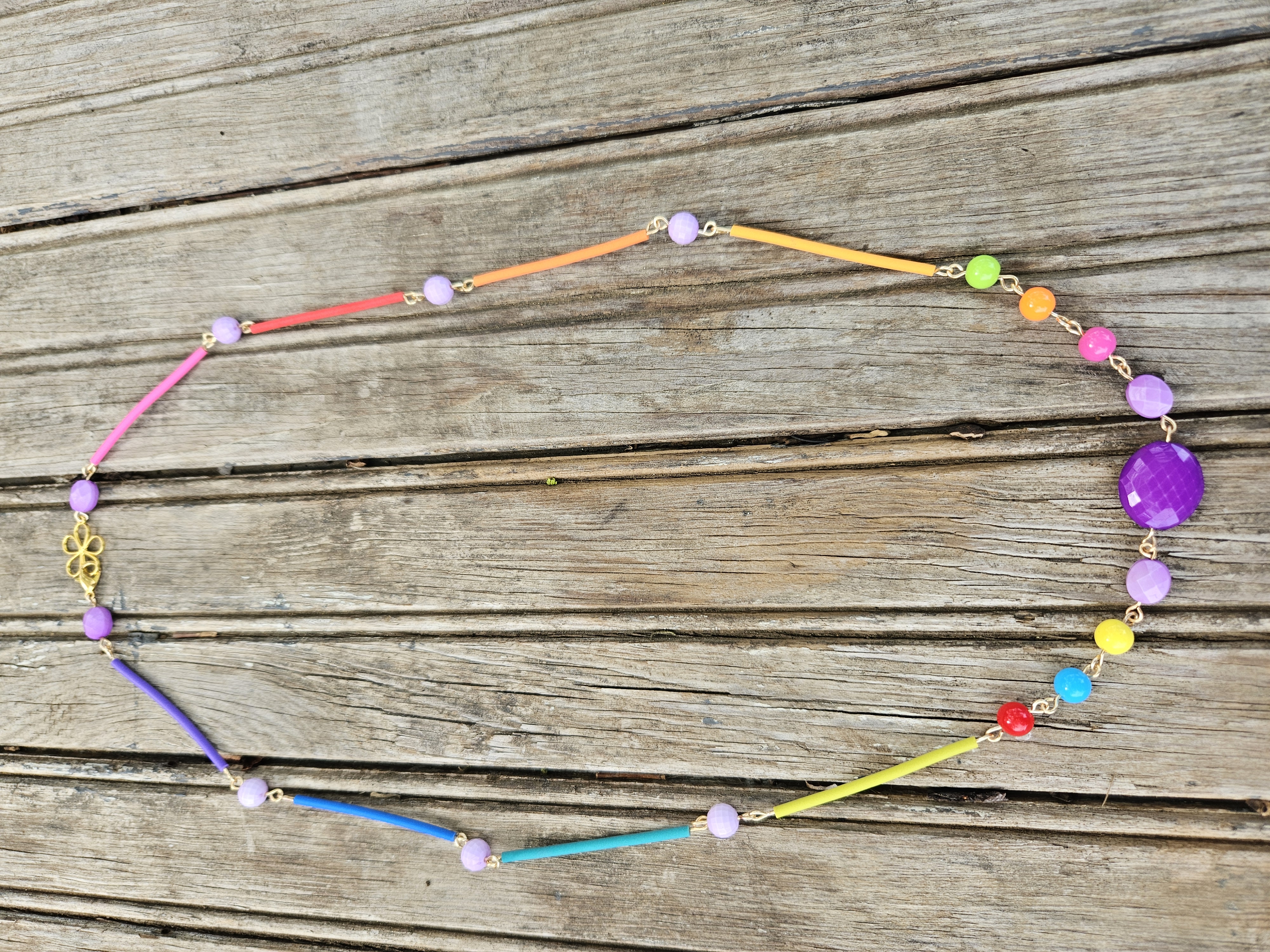 Rainbow Pop Handcrafted Multicolor Beaded Necklace