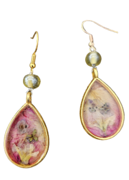 Texas Roses Pressed Flower Earrings