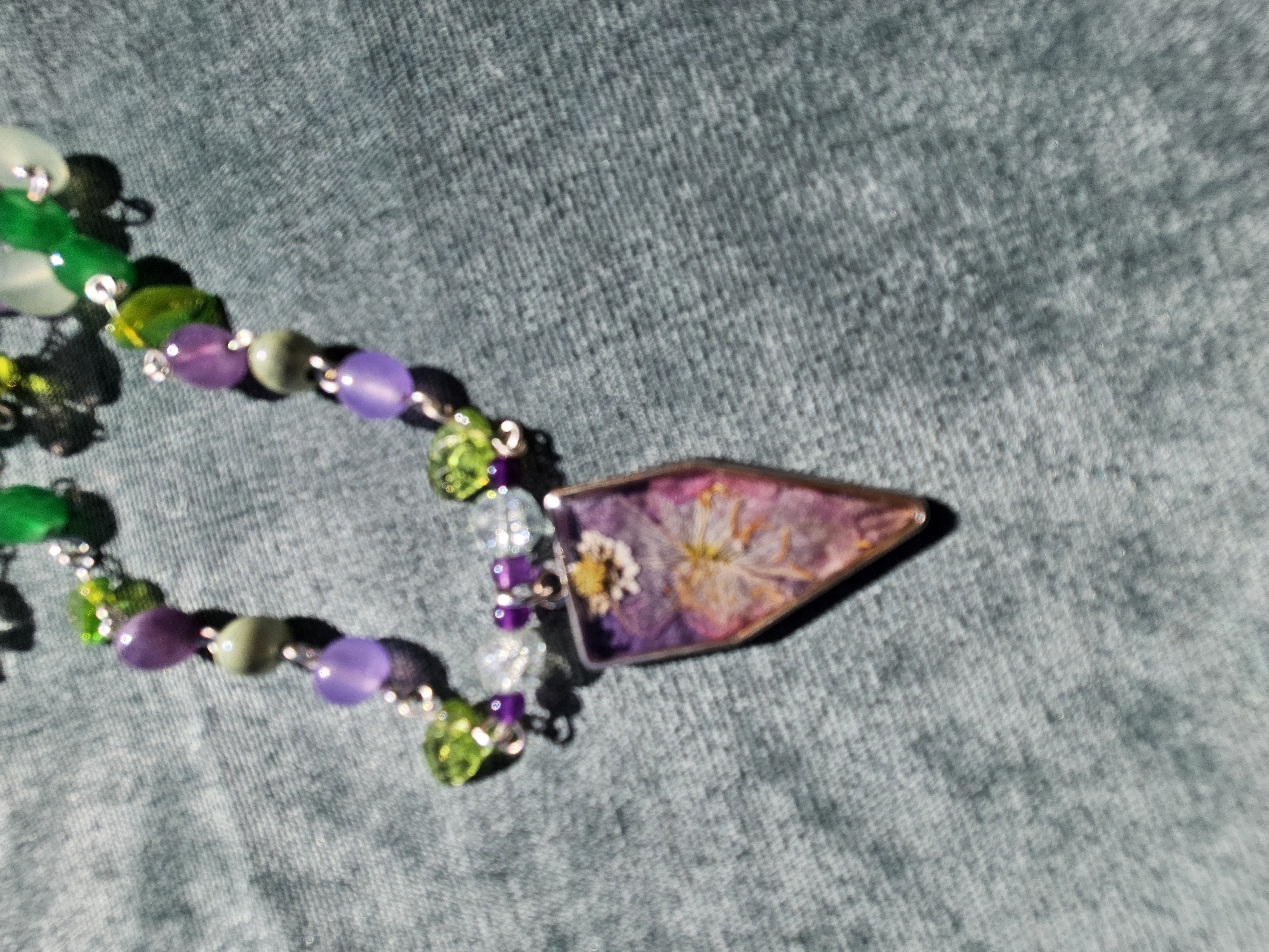 Forest Magic Upcycled Necklace With Pressed Flower Charm