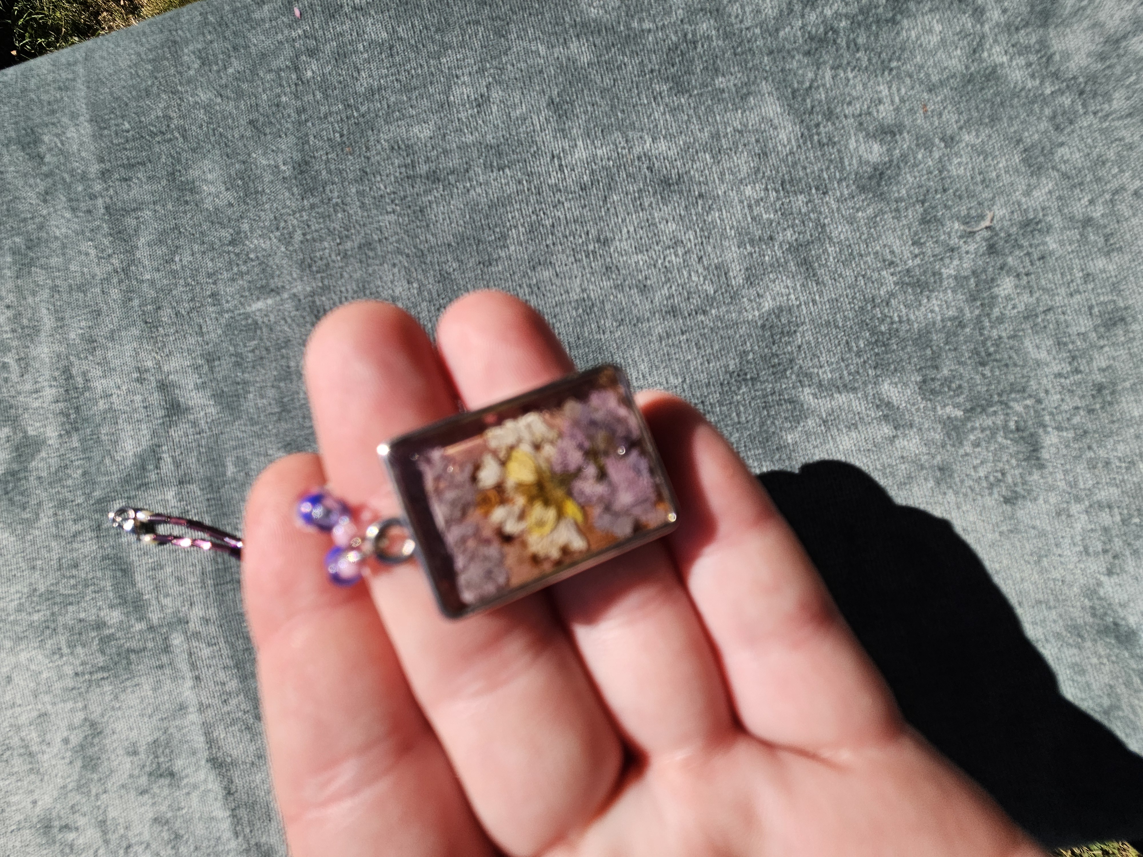 Need For Pink Upcycled Necklace with Pressed Flower Charm