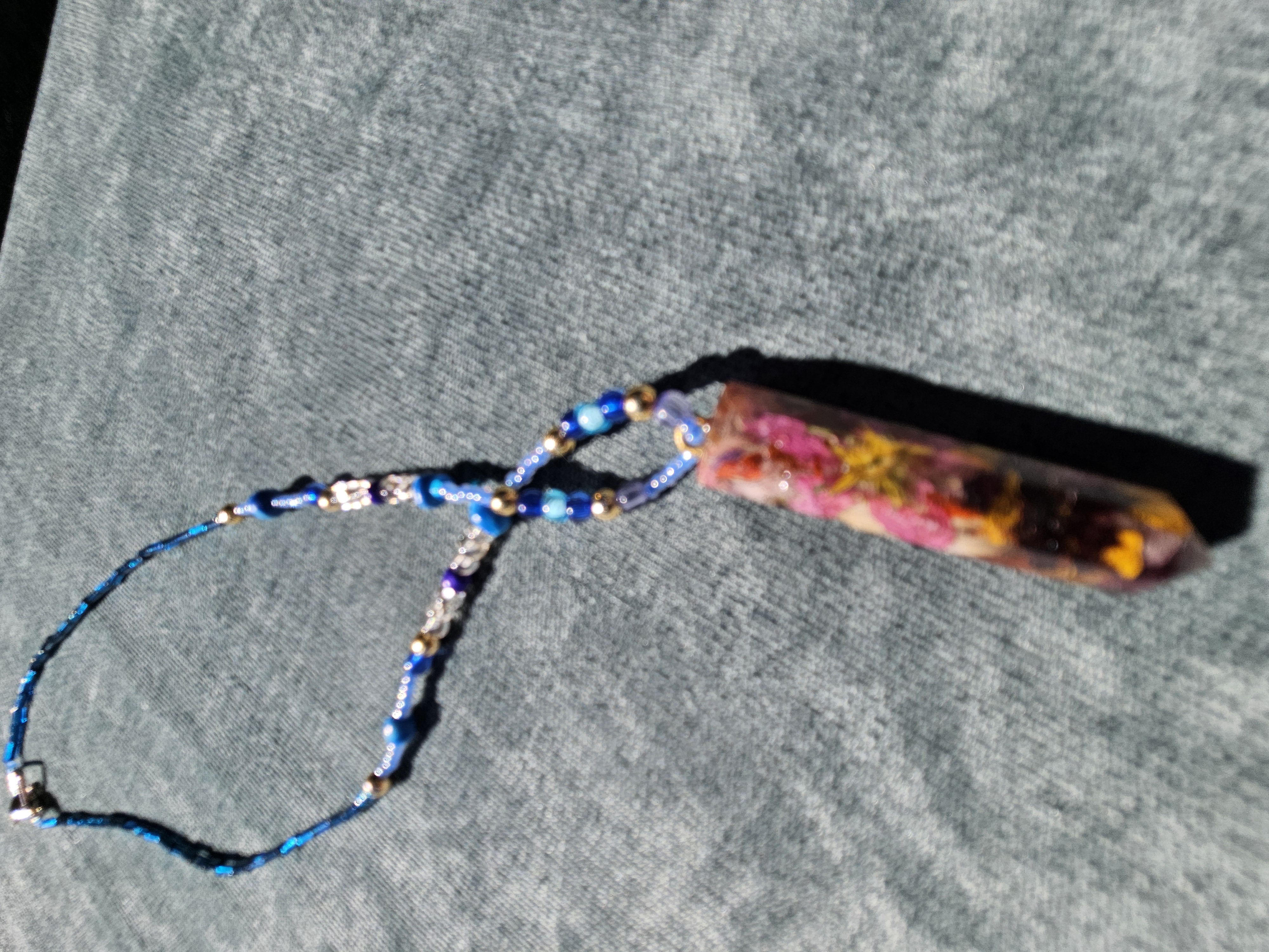 Floral Crystal Pressed Flower Necklace