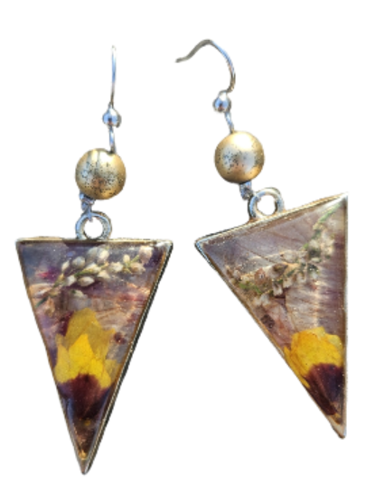 Water Element Meets Earth Pressed Flower Earrings