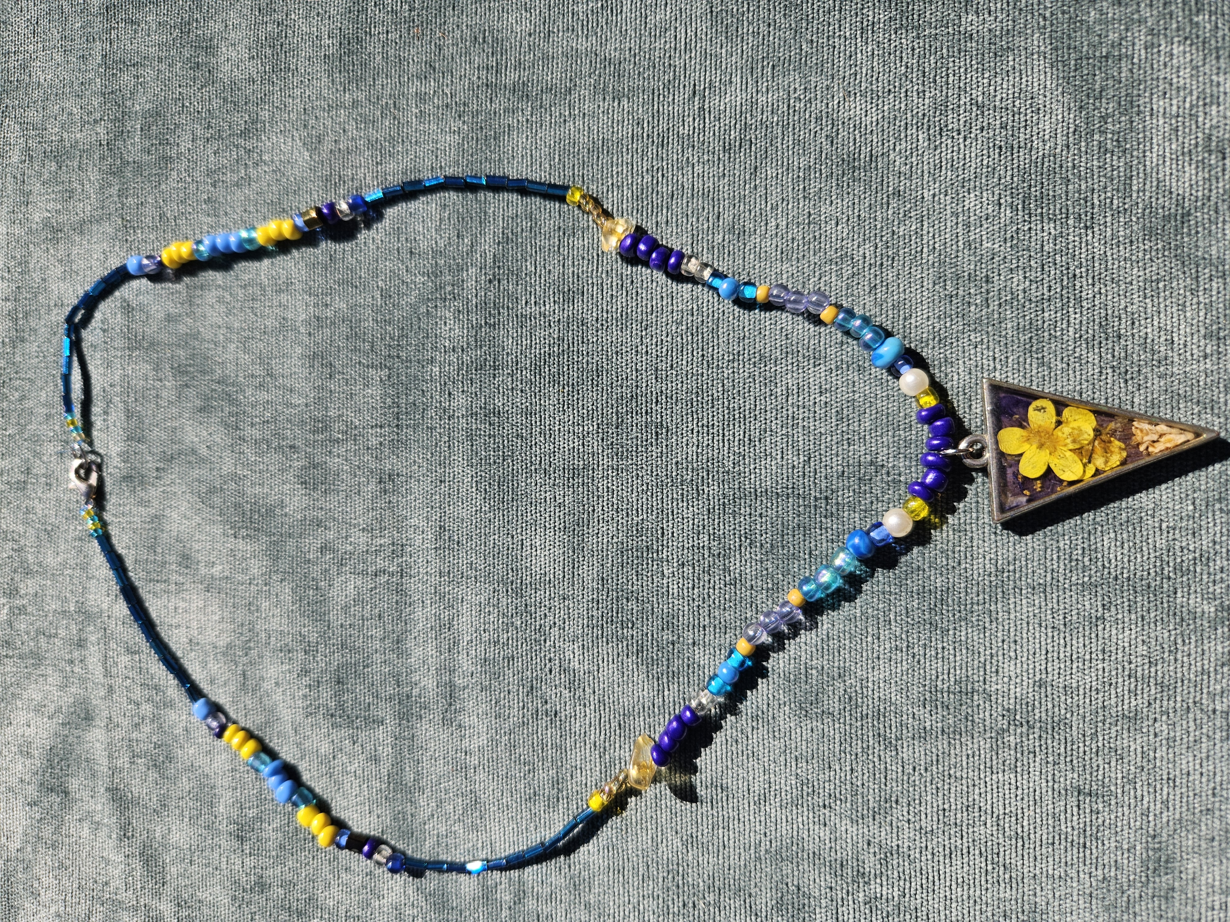 Flower Power Upcycled Necklace With Pressed Flower Charm