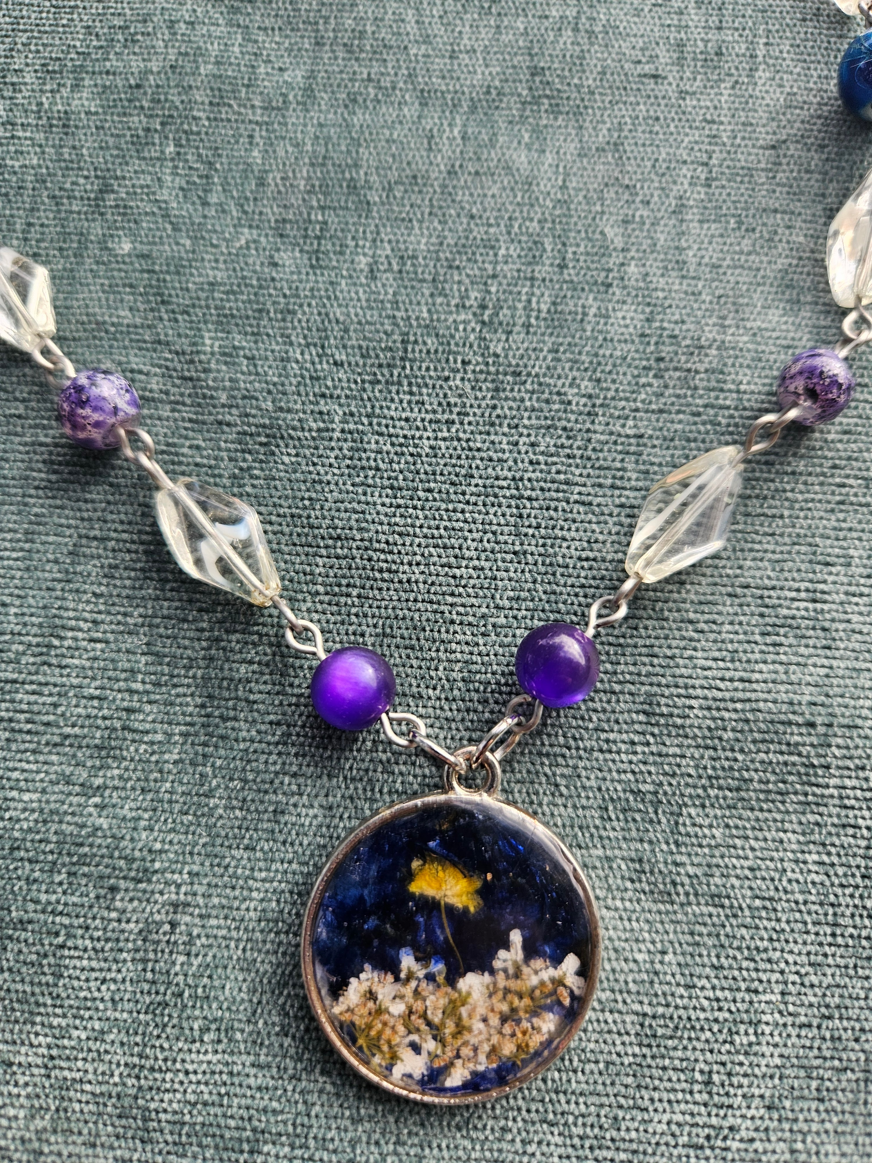 Vitamin Sea Upcycled Necklace with Pressed Flower Charm