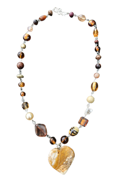Wishing Stone Handcrafted Necklace with Agate Heart Charm