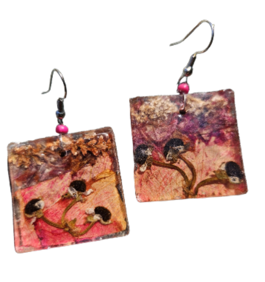 Rosy Wonders Pressed Flower Earrings