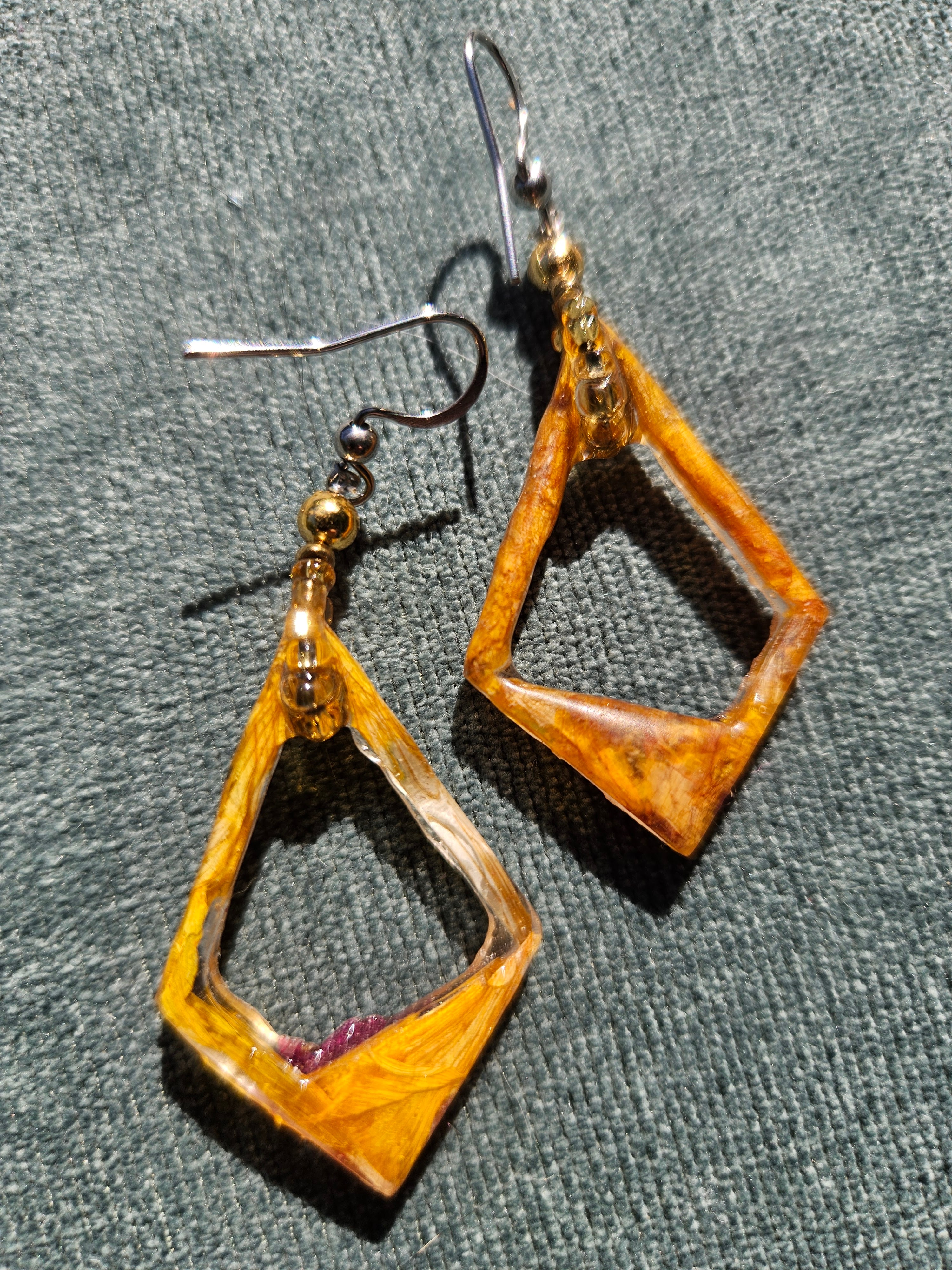 Solar Plexus Chakra Pressed Flower Earrings