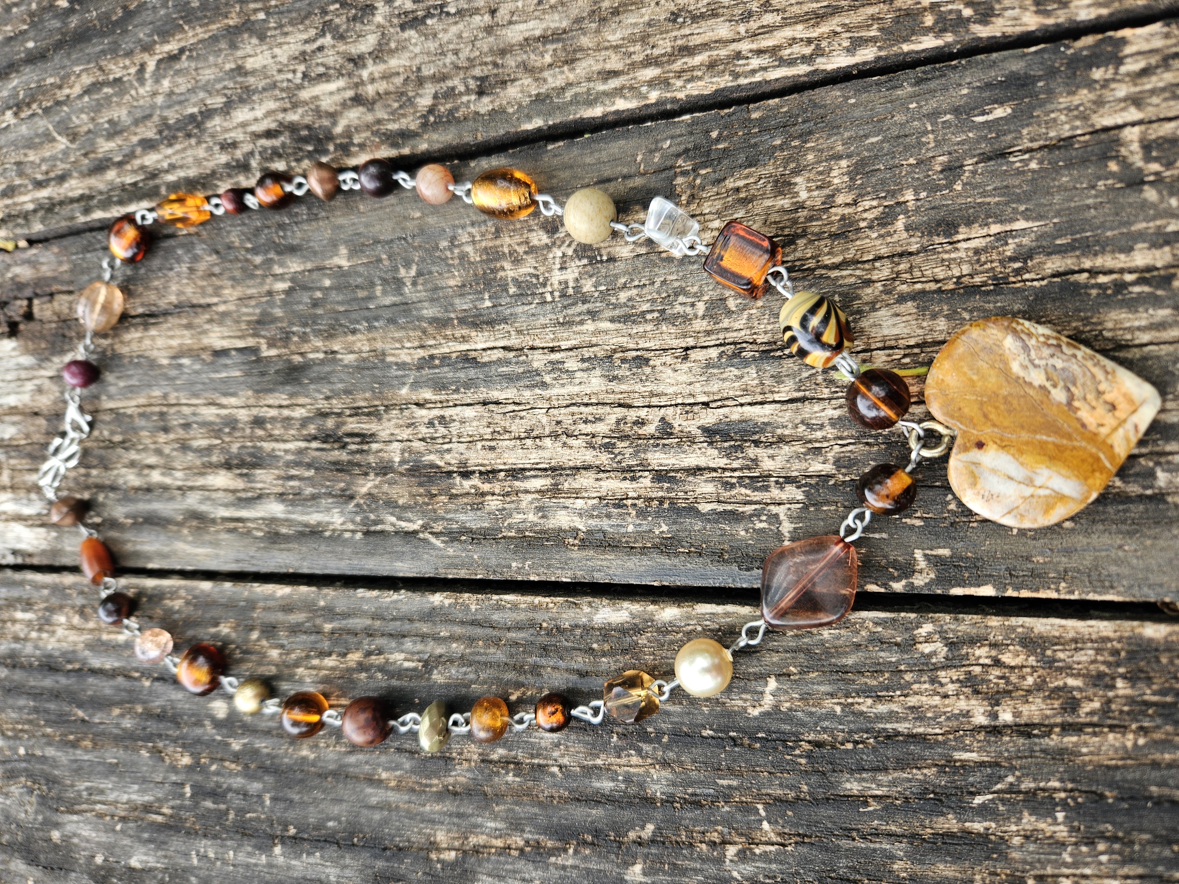 Wishing Stone Handcrafted Necklace with Agate Heart Charm