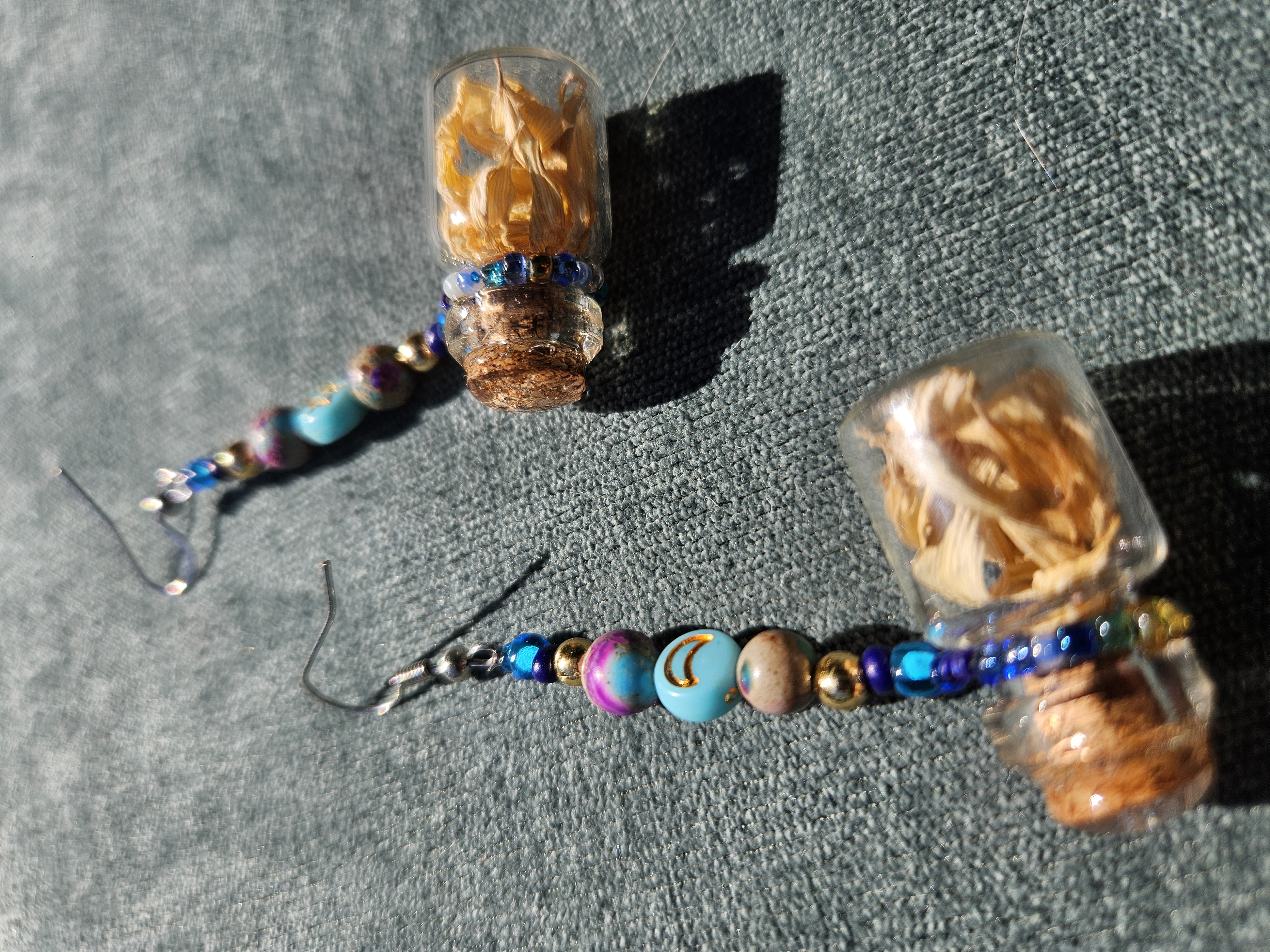 Sunflower Charm Pressed Flower Earrings