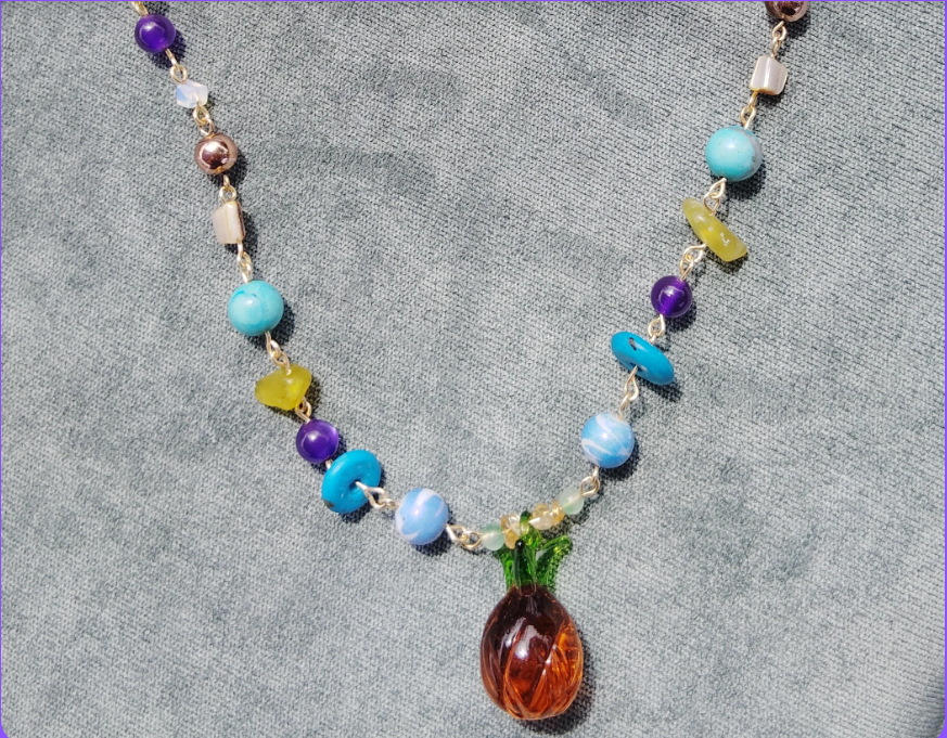 Pineapple Please Upcycled Necklace