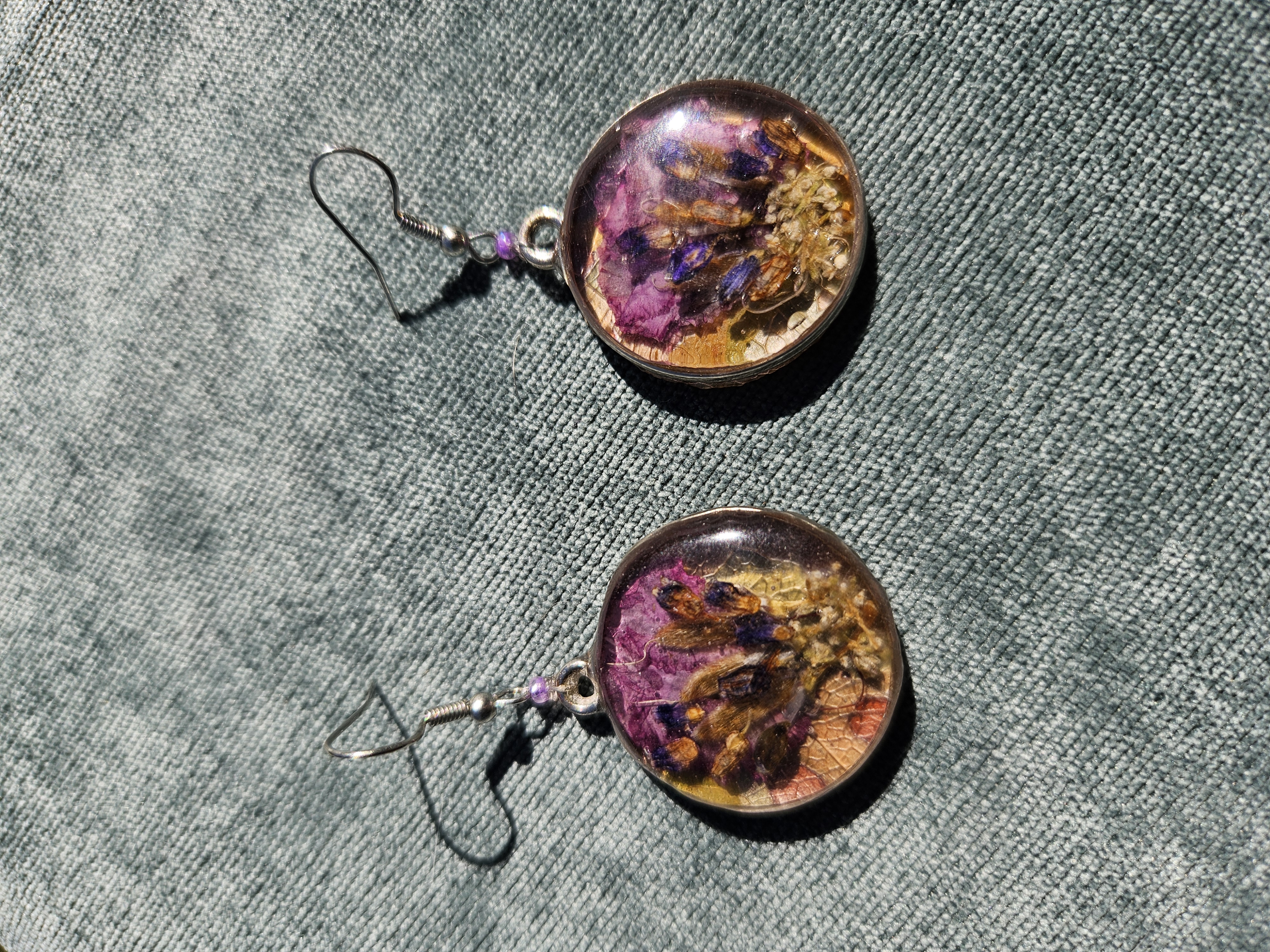 Lavender Moss Pressed Flower Earrings