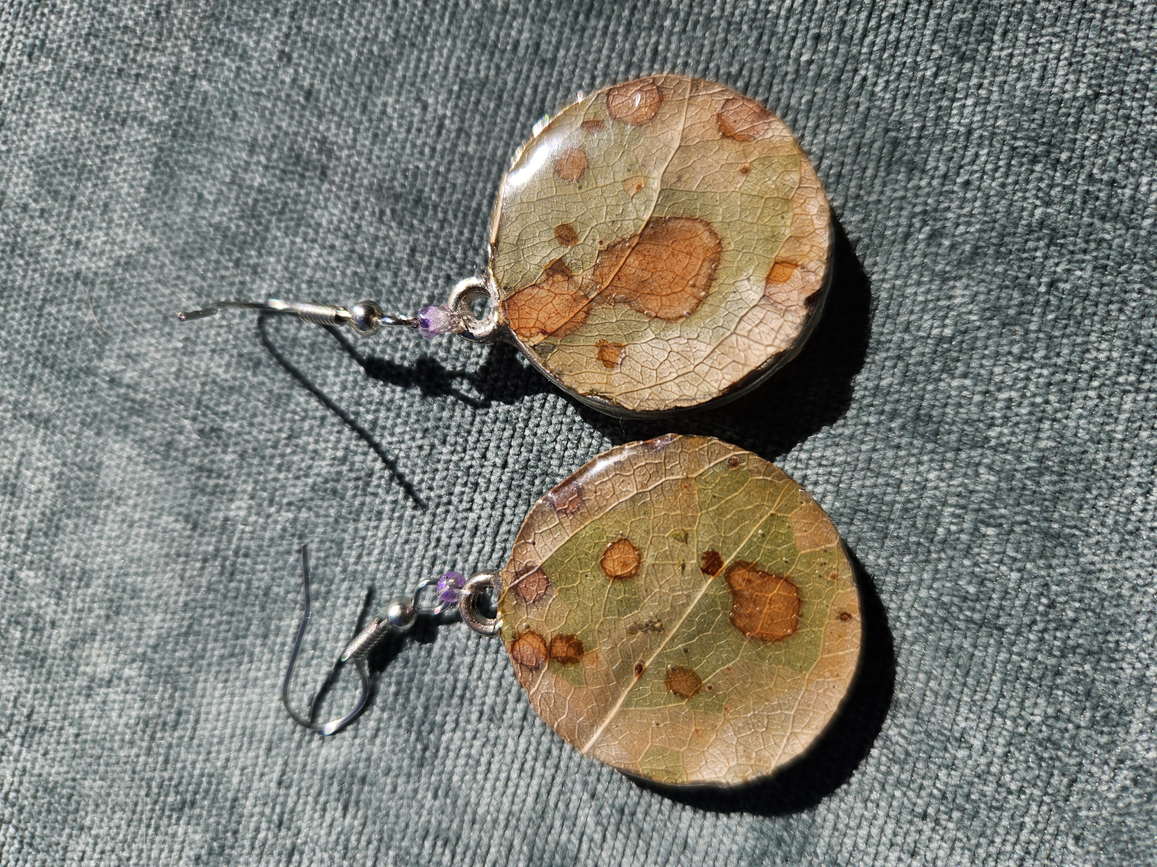 Lavender Moss Pressed Flower Earrings