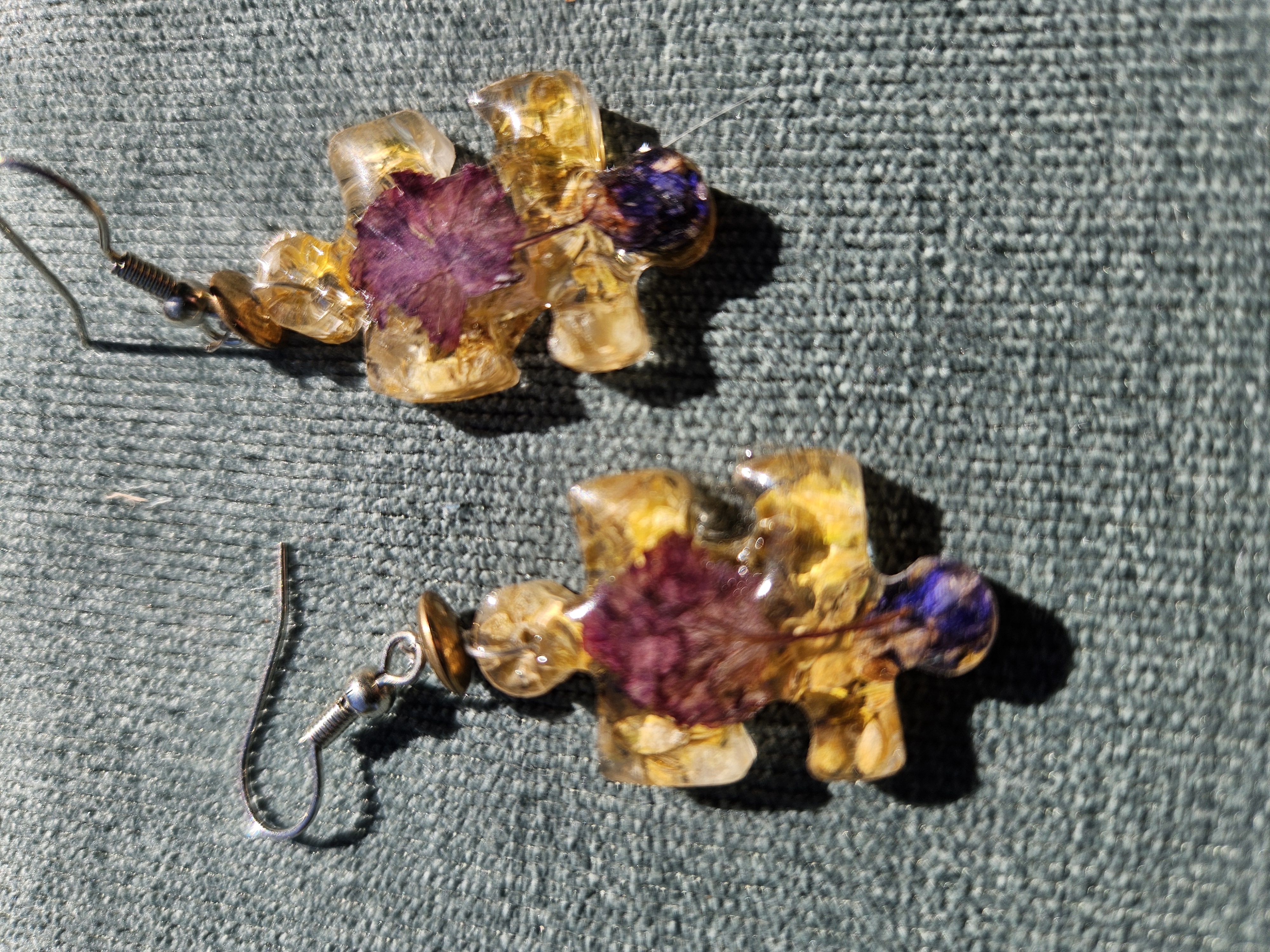 Puzzle Me This Pressed Flower Earrings