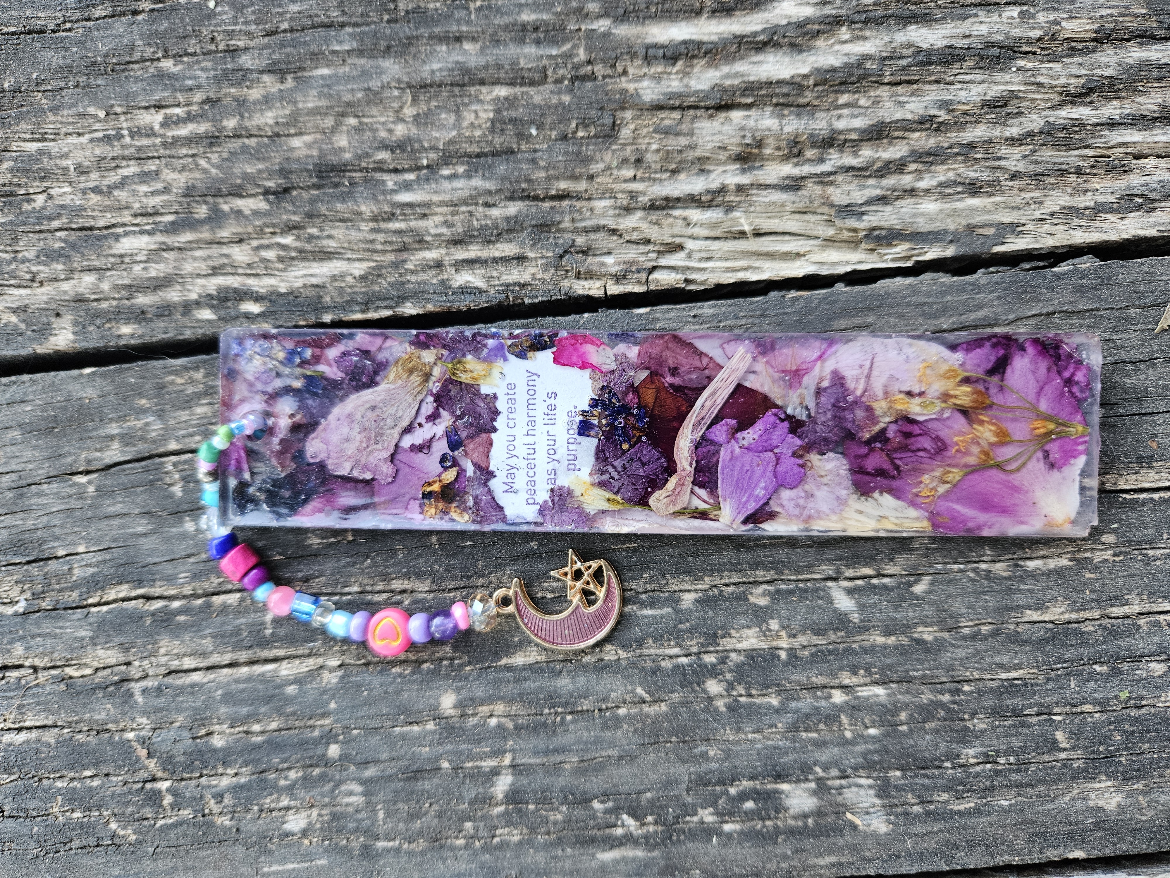 Wildflower Pressed Flower Bookmark with Upcycled Yogi Tea Tag