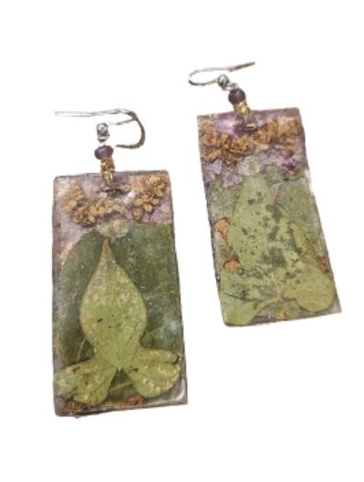 Cottage Core Forest Pressed Flower Earrings