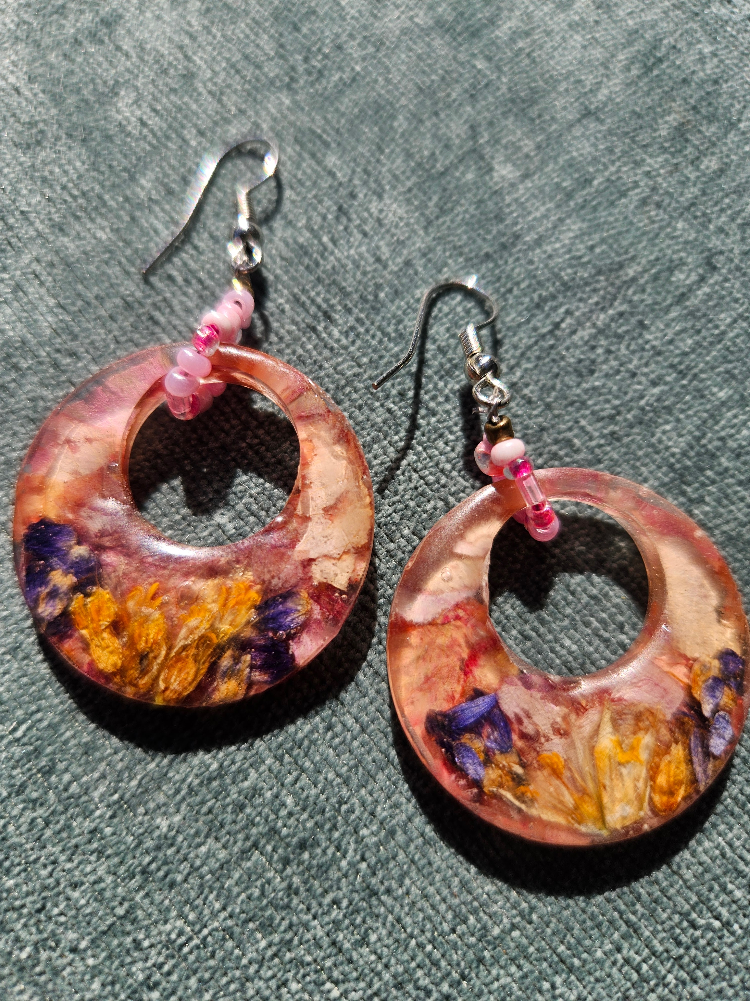 Lady In Pink Pressed Flower Earrings