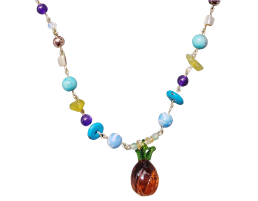 Pineapple Please Upcycled Necklace