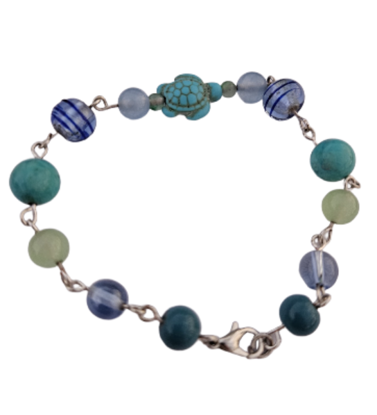 Blue Turtle Upcycled Bracelet