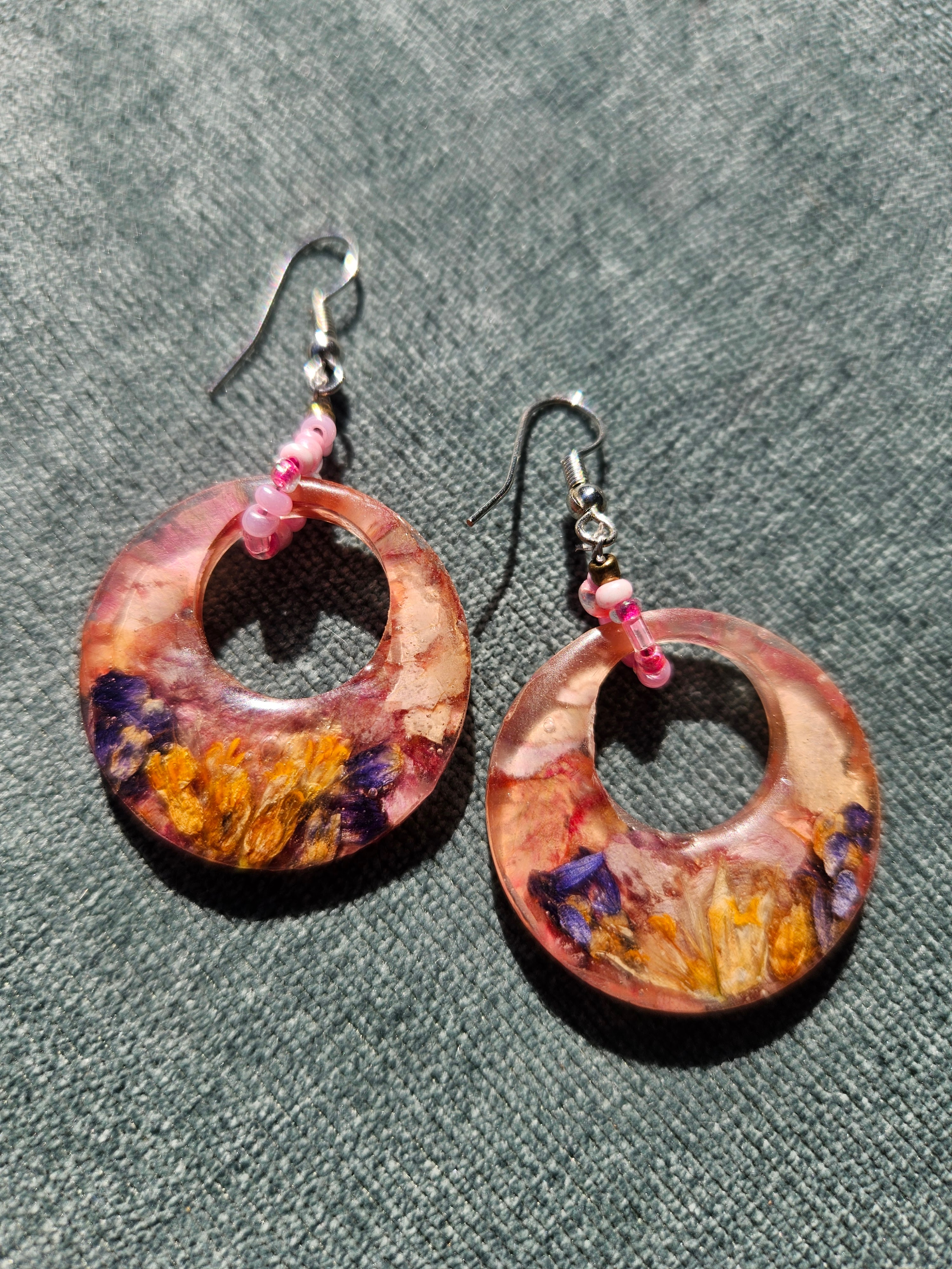 Lady In Pink Pressed Flower Earrings