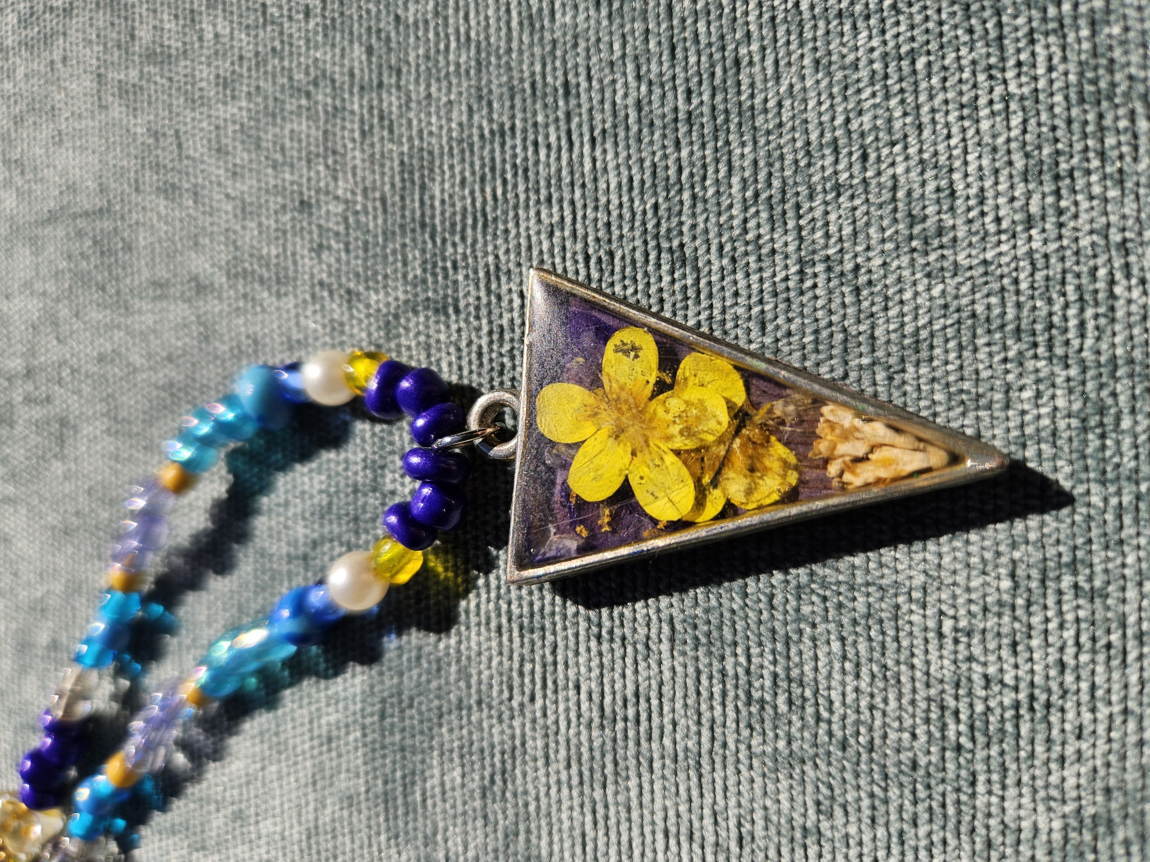 Flower Power Upcycled Necklace With Pressed Flower Charm