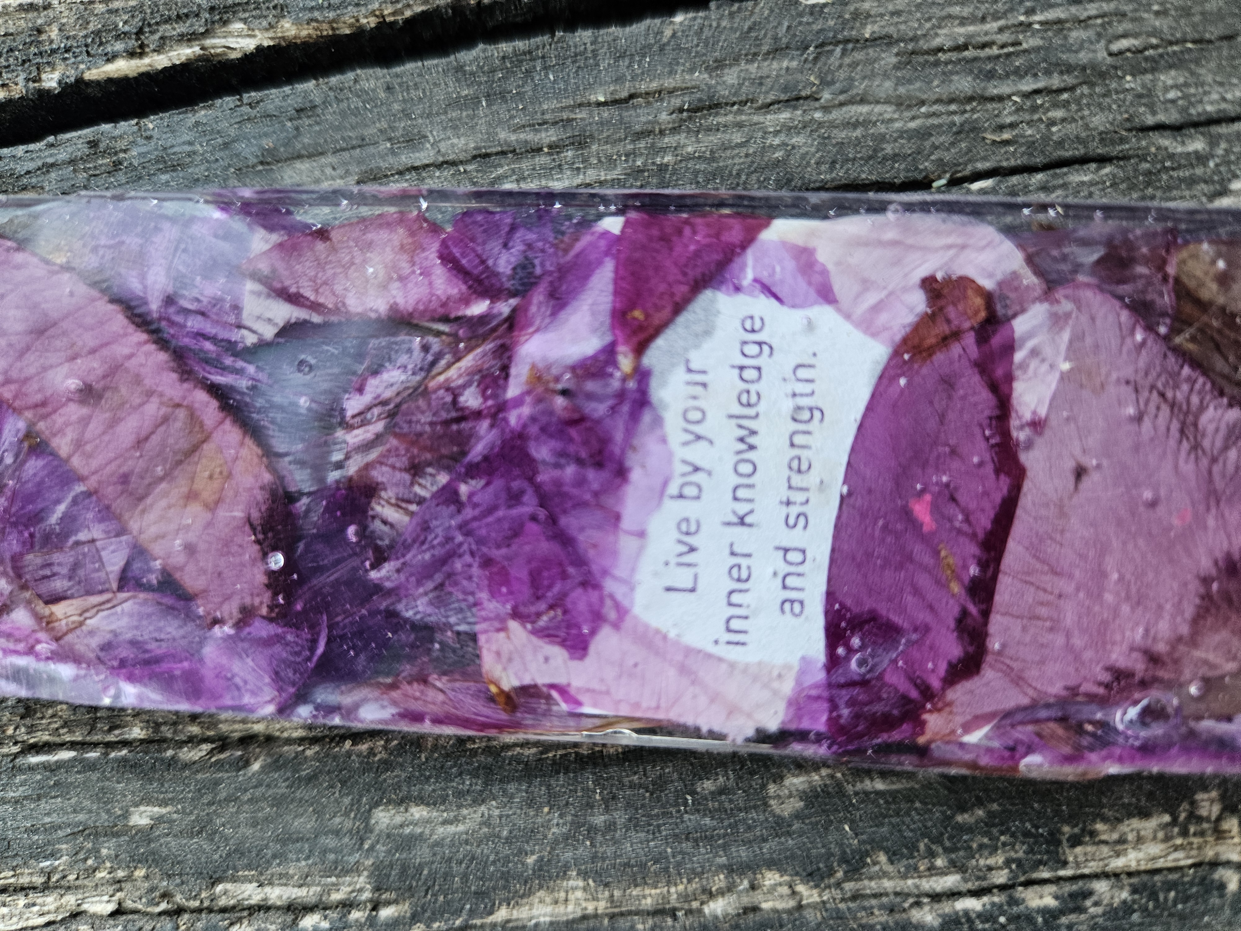Pink & Purple Pressed Flower Bookmark with Upcycled Yogi Tea Tag
