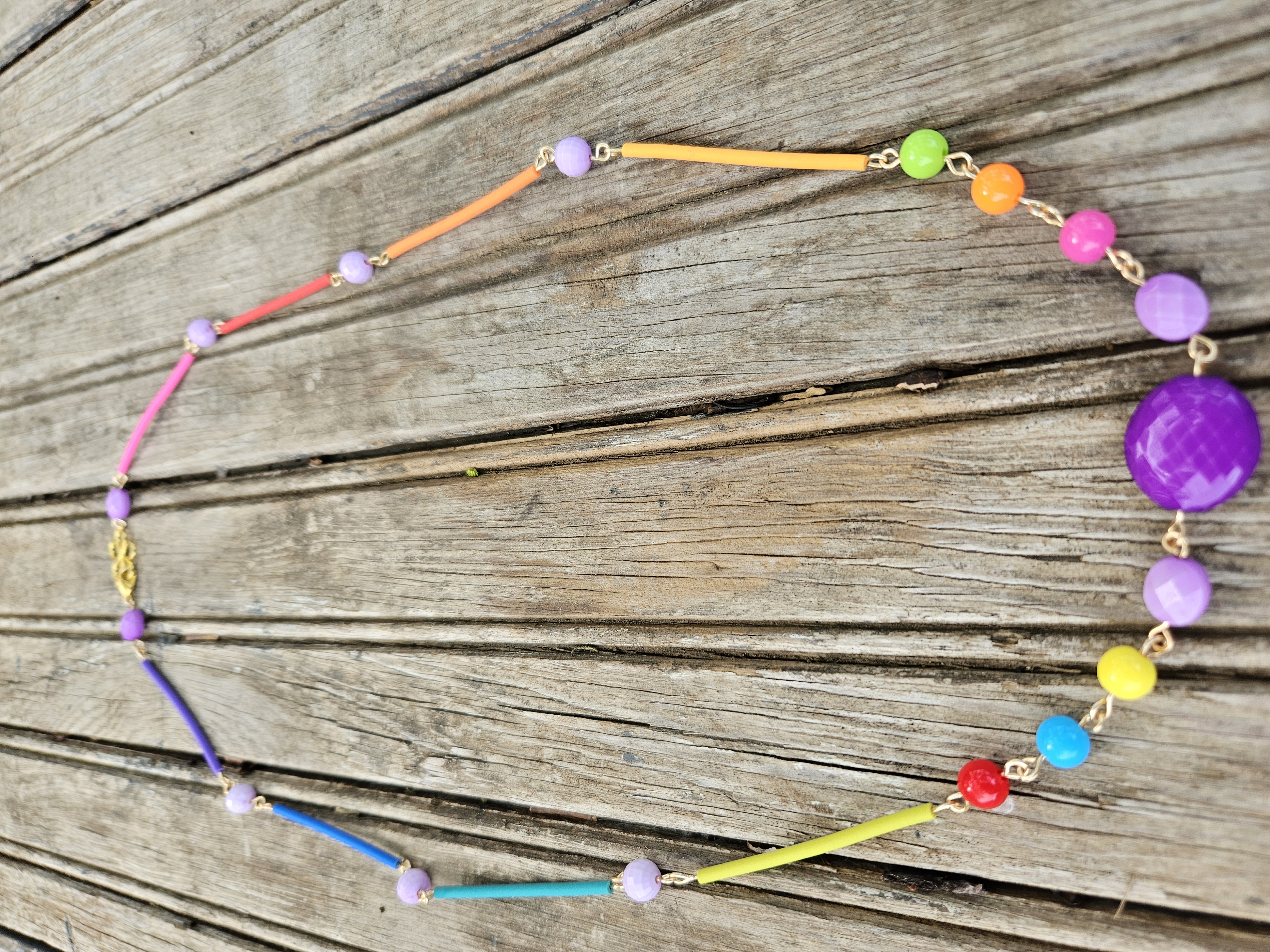 Rainbow Pop Handcrafted Multicolor Beaded Necklace