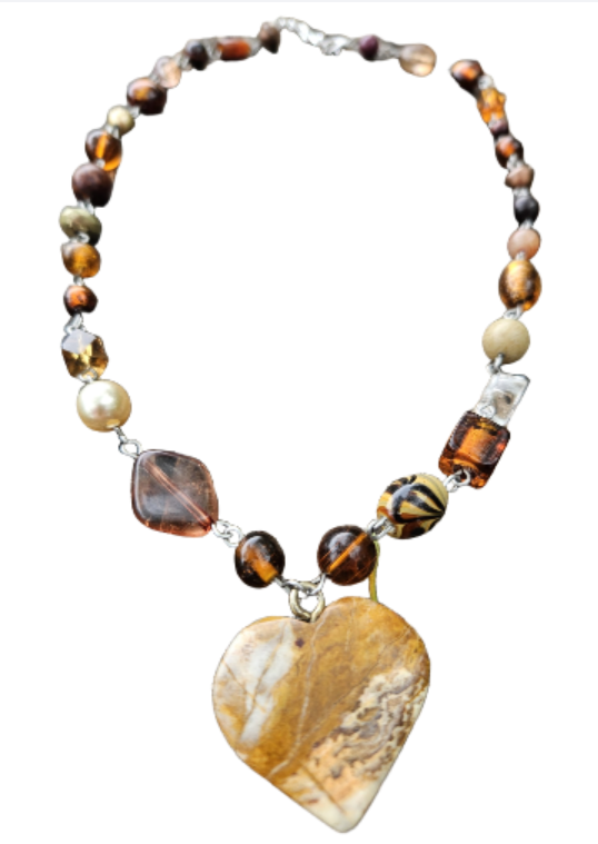Wishing Stone Handcrafted Necklace with Agate Heart Charm