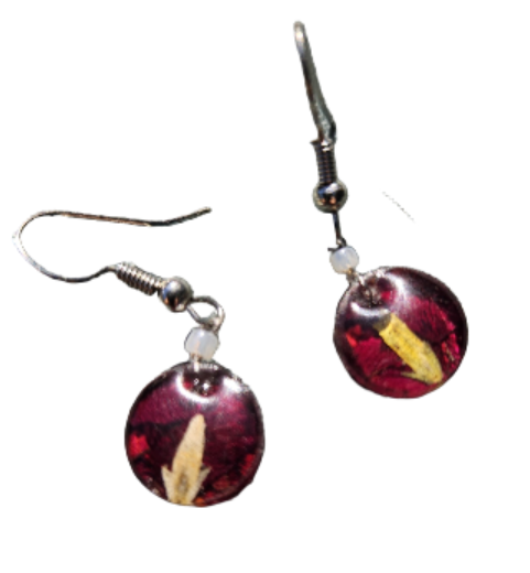 Movies & Popcorn Button-Sized Pressed Flower Earrings