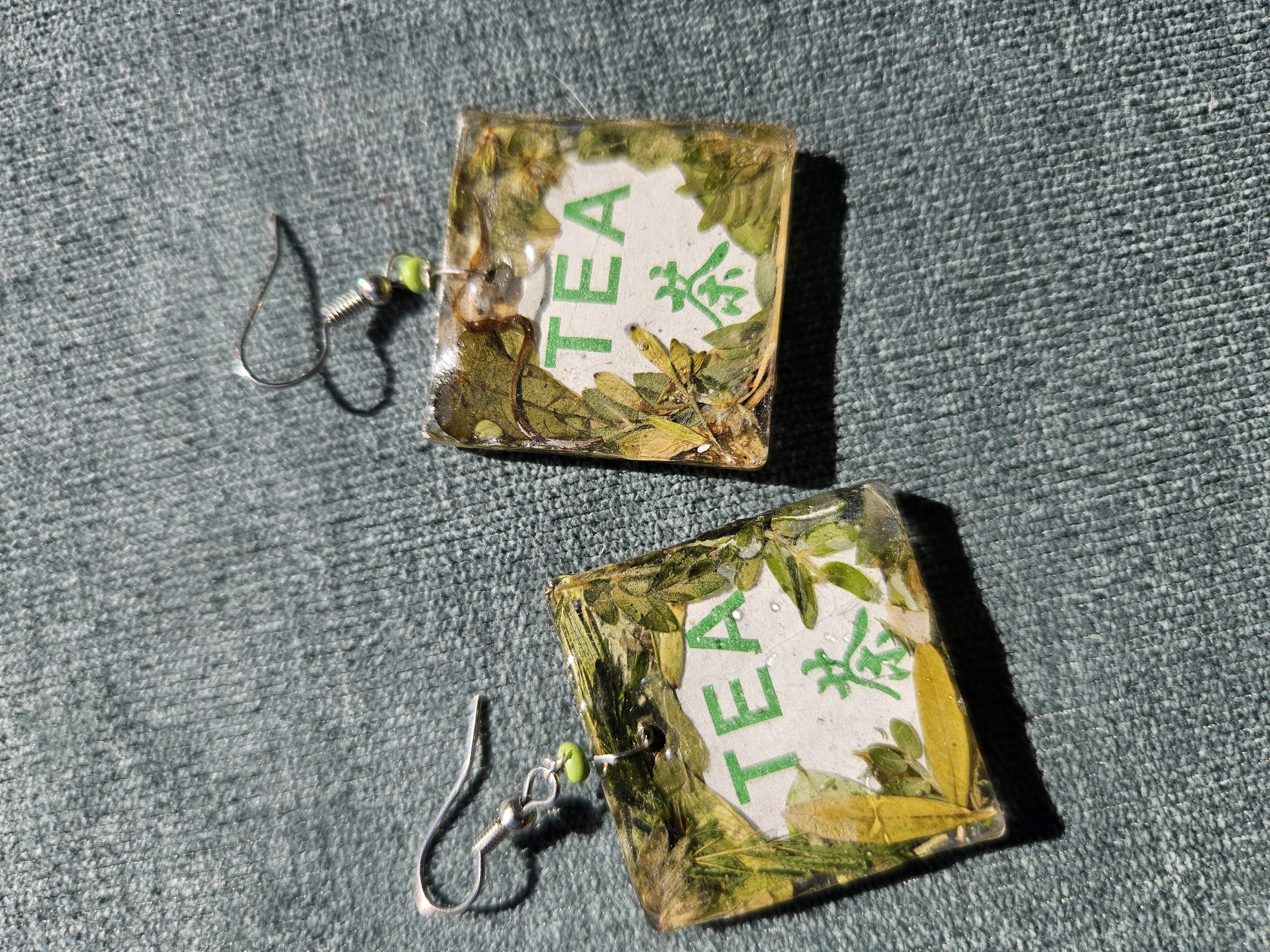 Green Tea For Me Pressed Flower Earrings