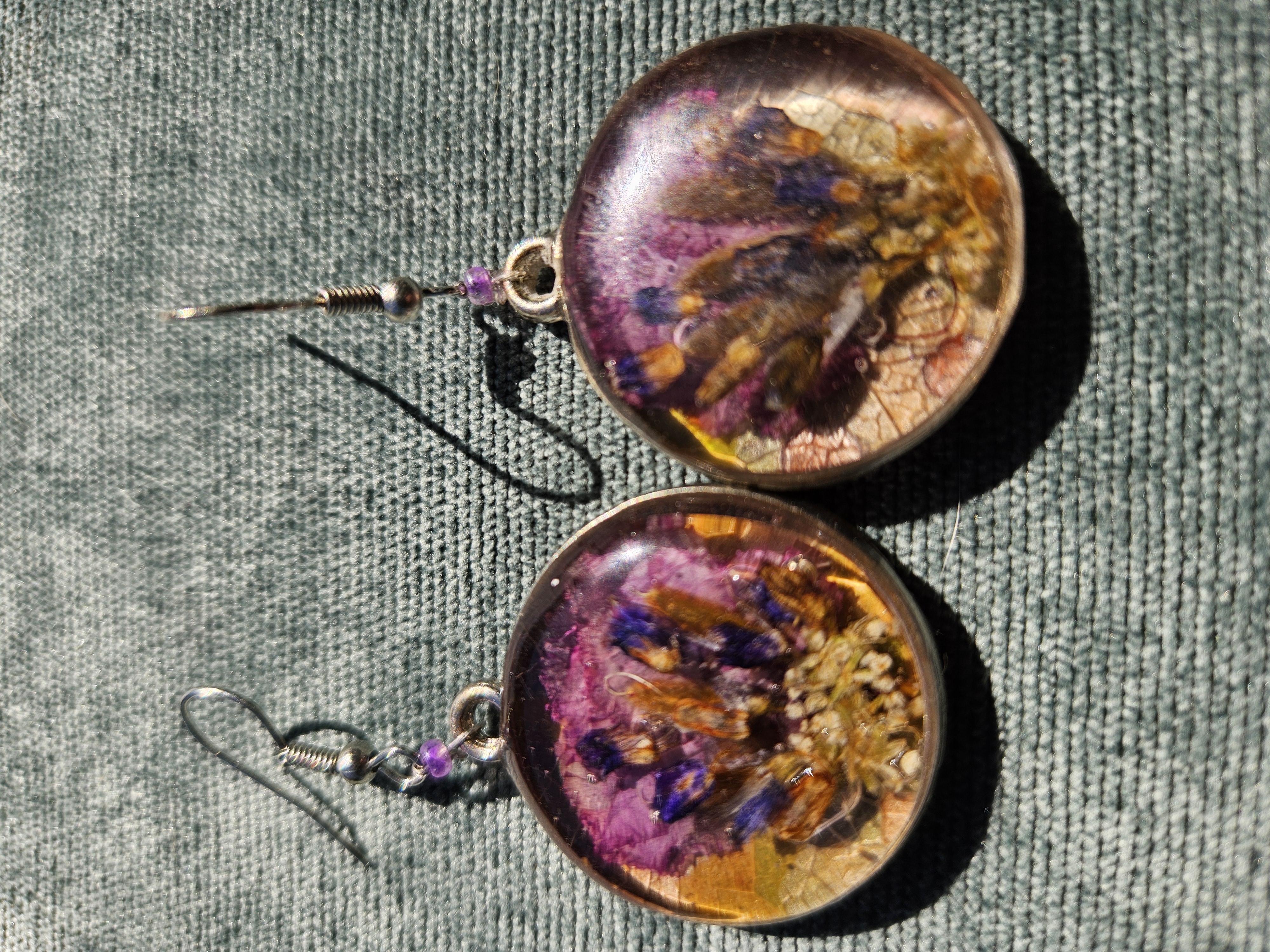 Lavender Moss Pressed Flower Earrings