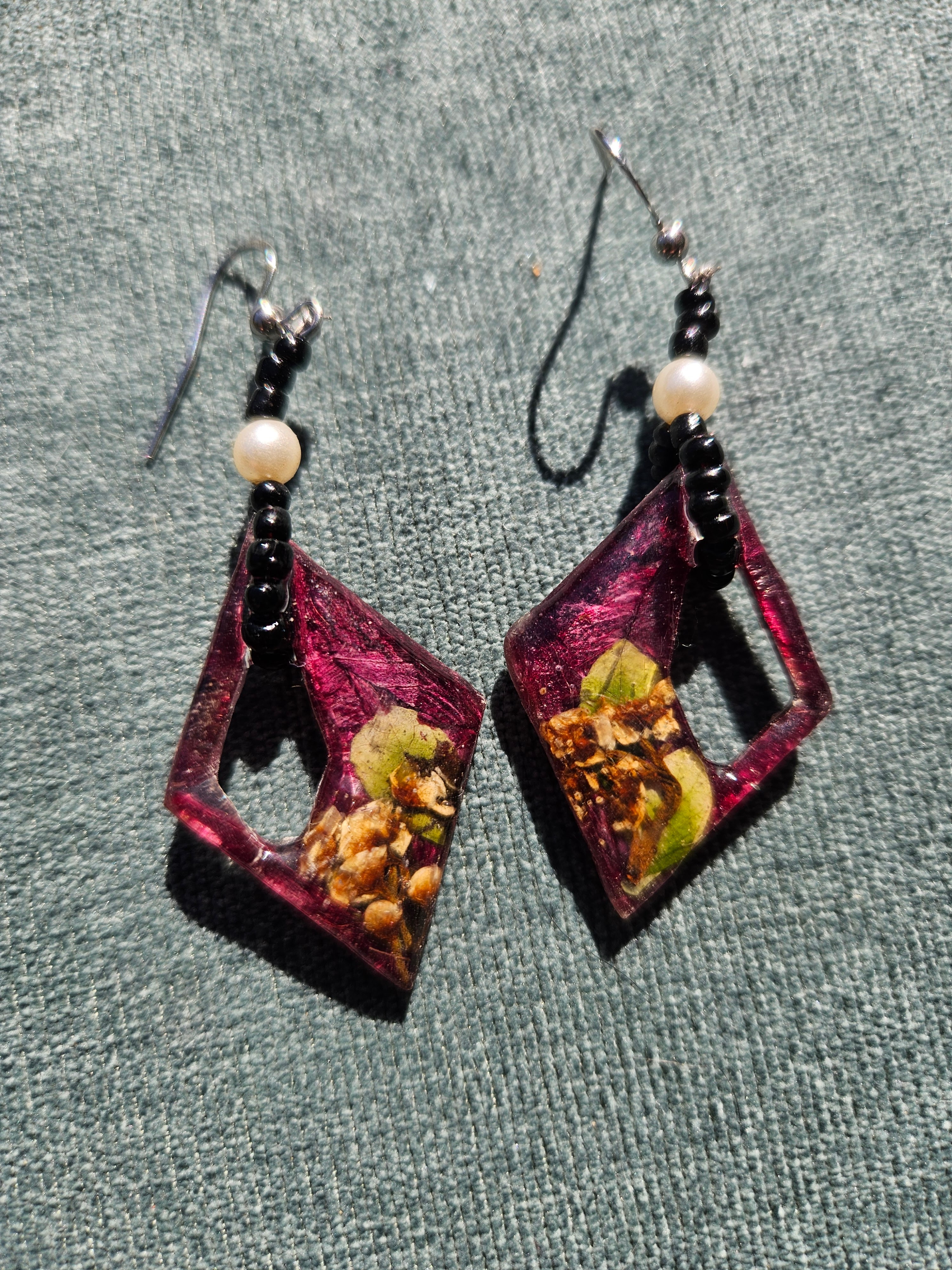 Goth Vibes Pressed Flower Earrings
