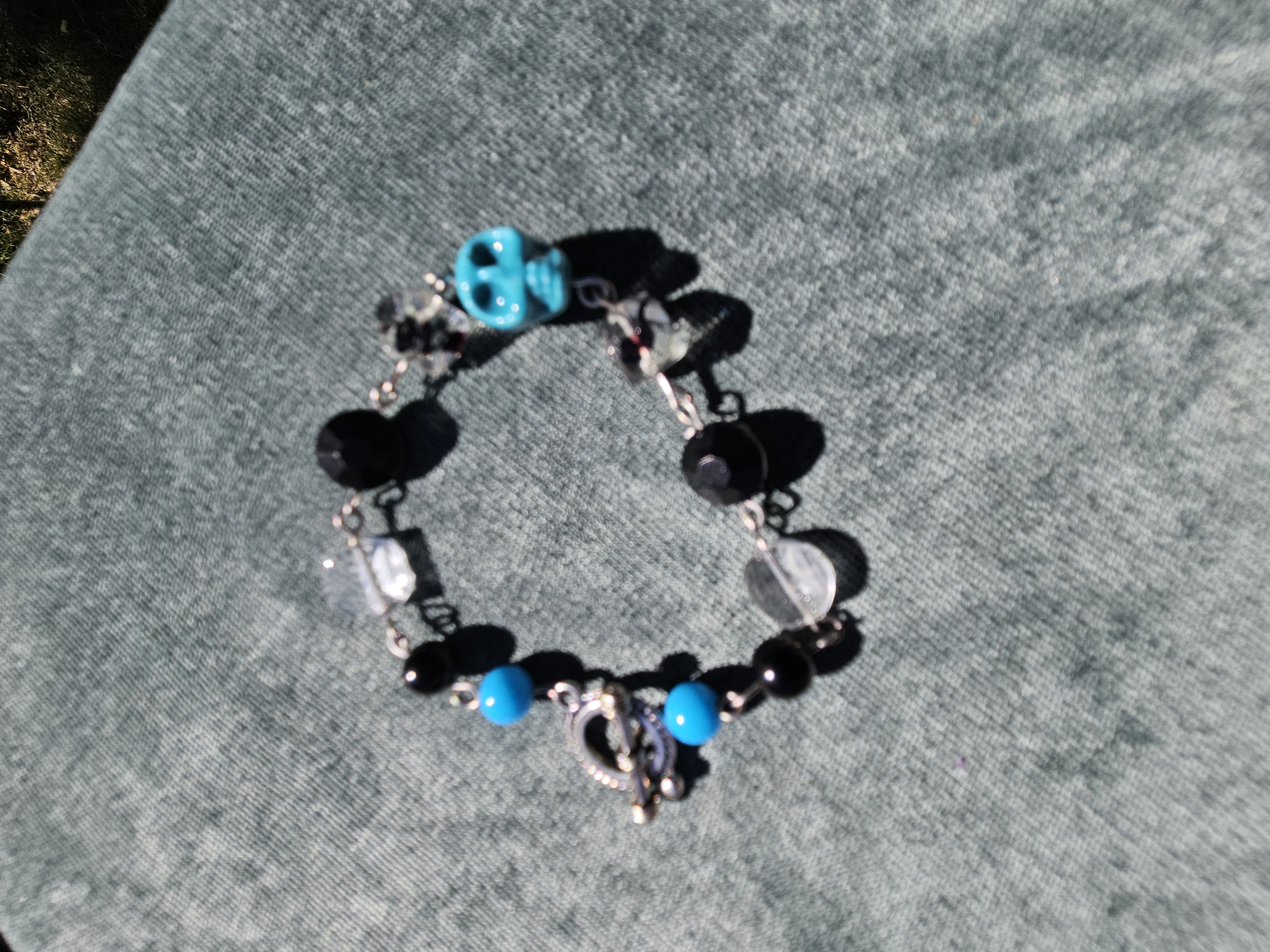 Blue Skull Upcycled Bracelet