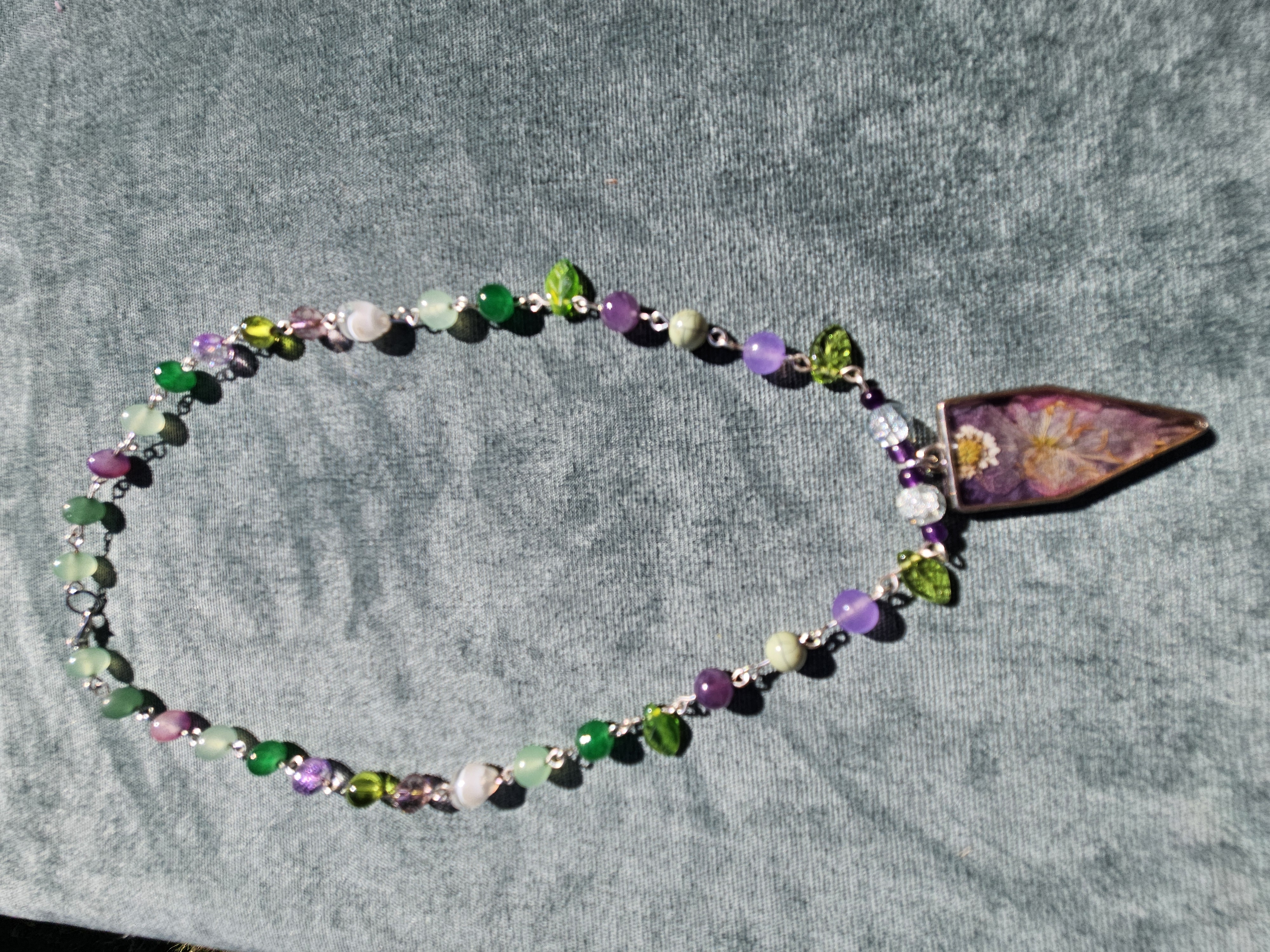 Forest Magic Upcycled Necklace With Pressed Flower Charm