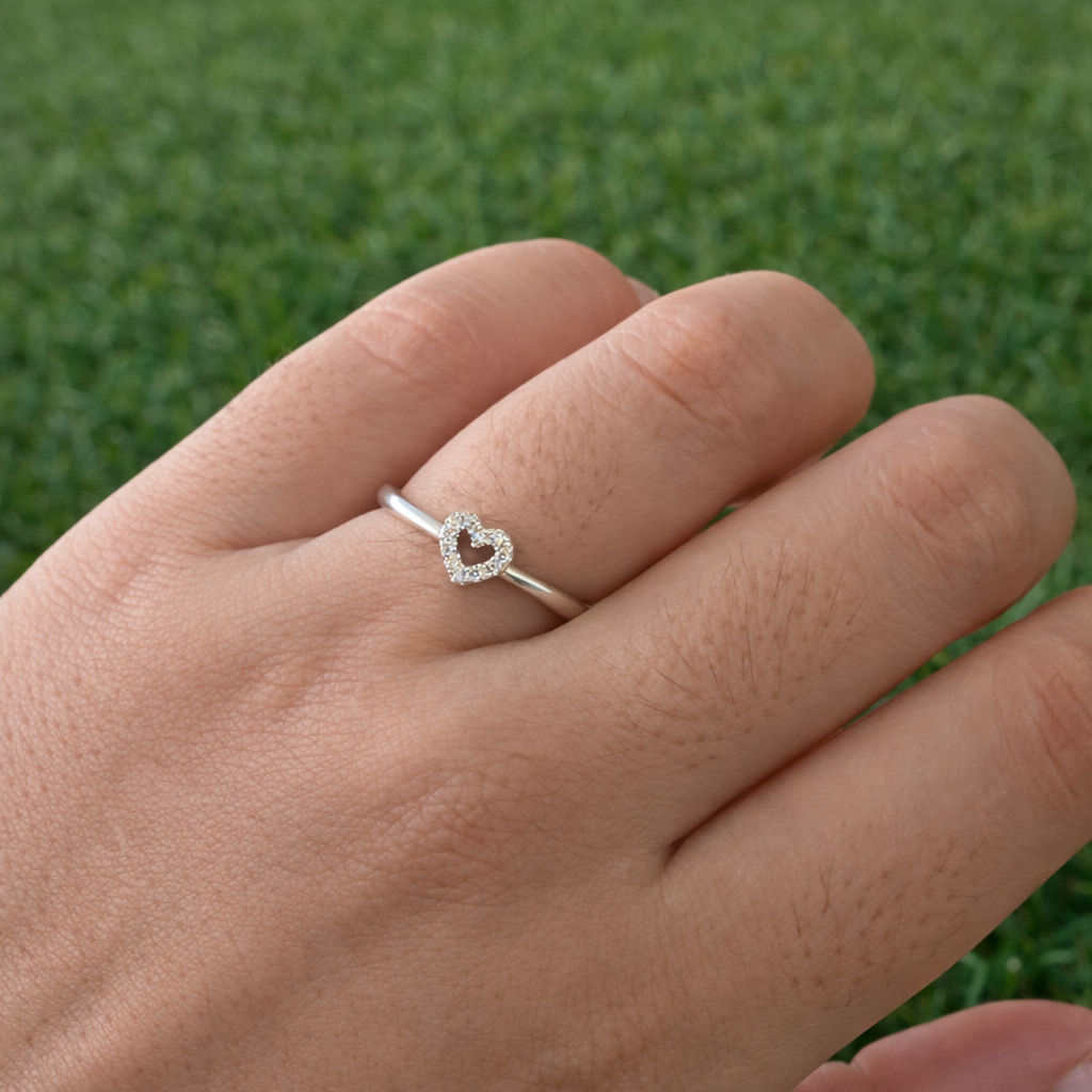 Anel Coração Cristal Regulável 