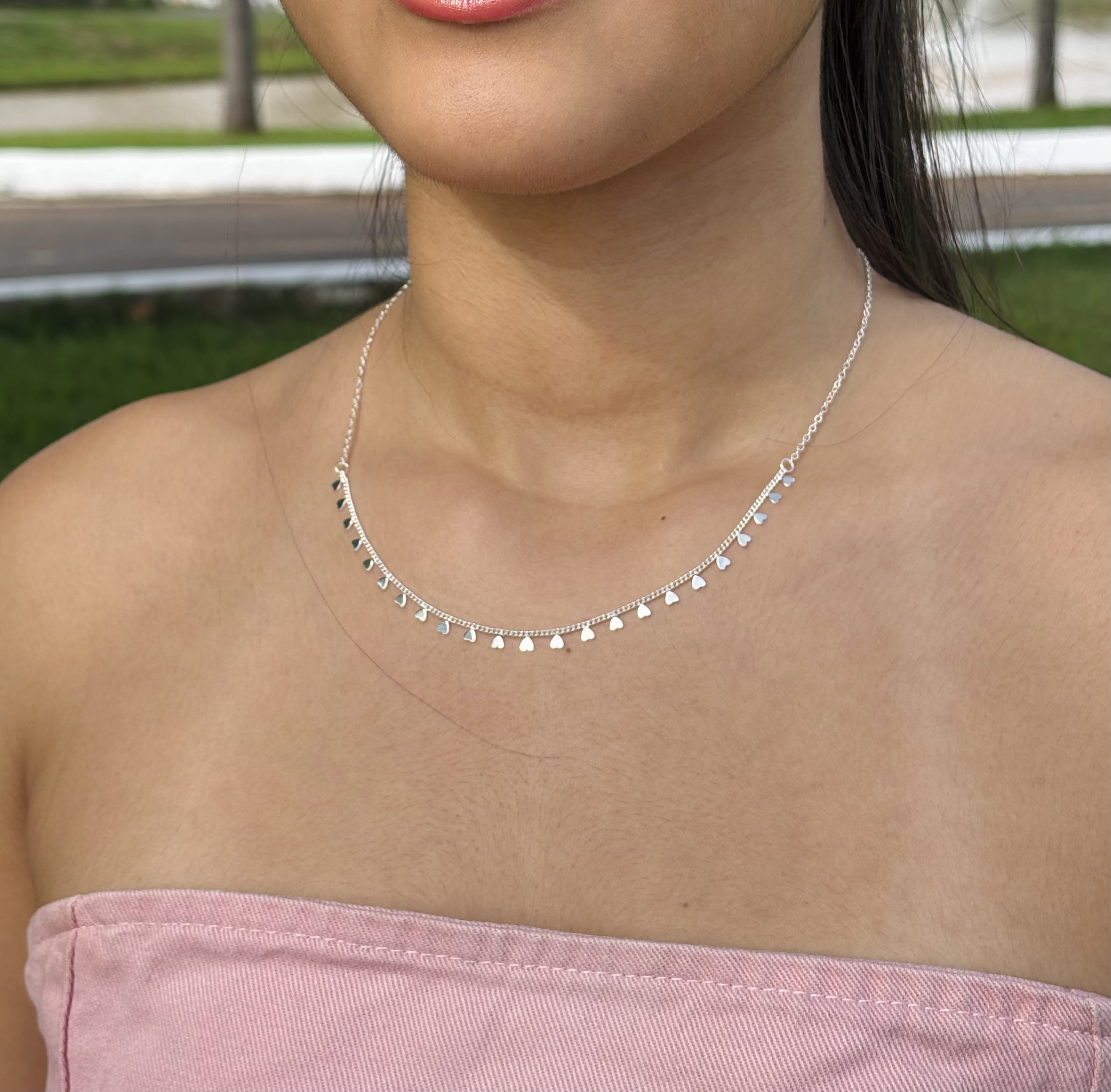 Choker Corações Pendurados 