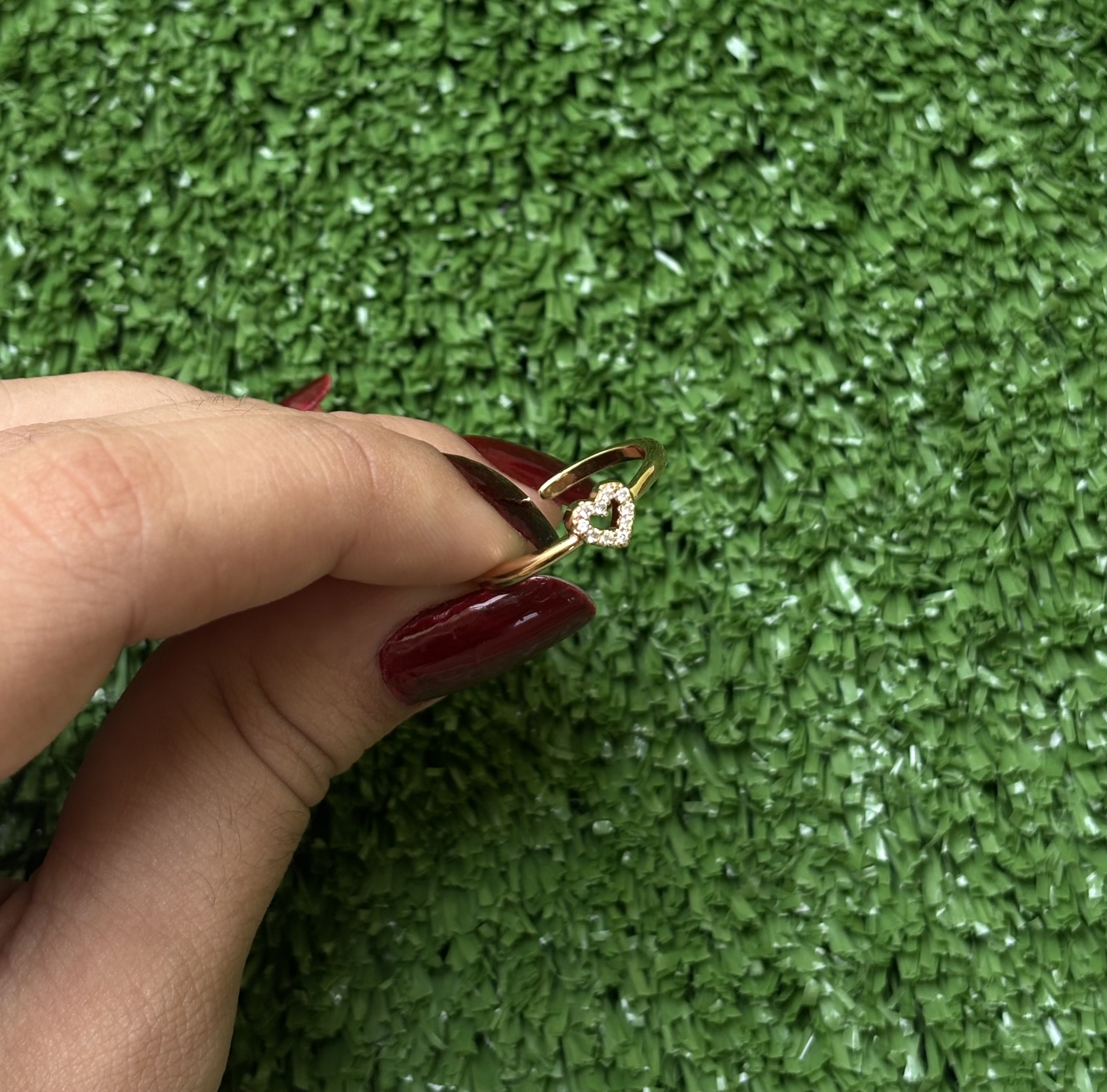 Anel Coração Cristal Regulável 