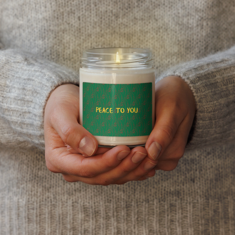 peace hands Scented soy candle
