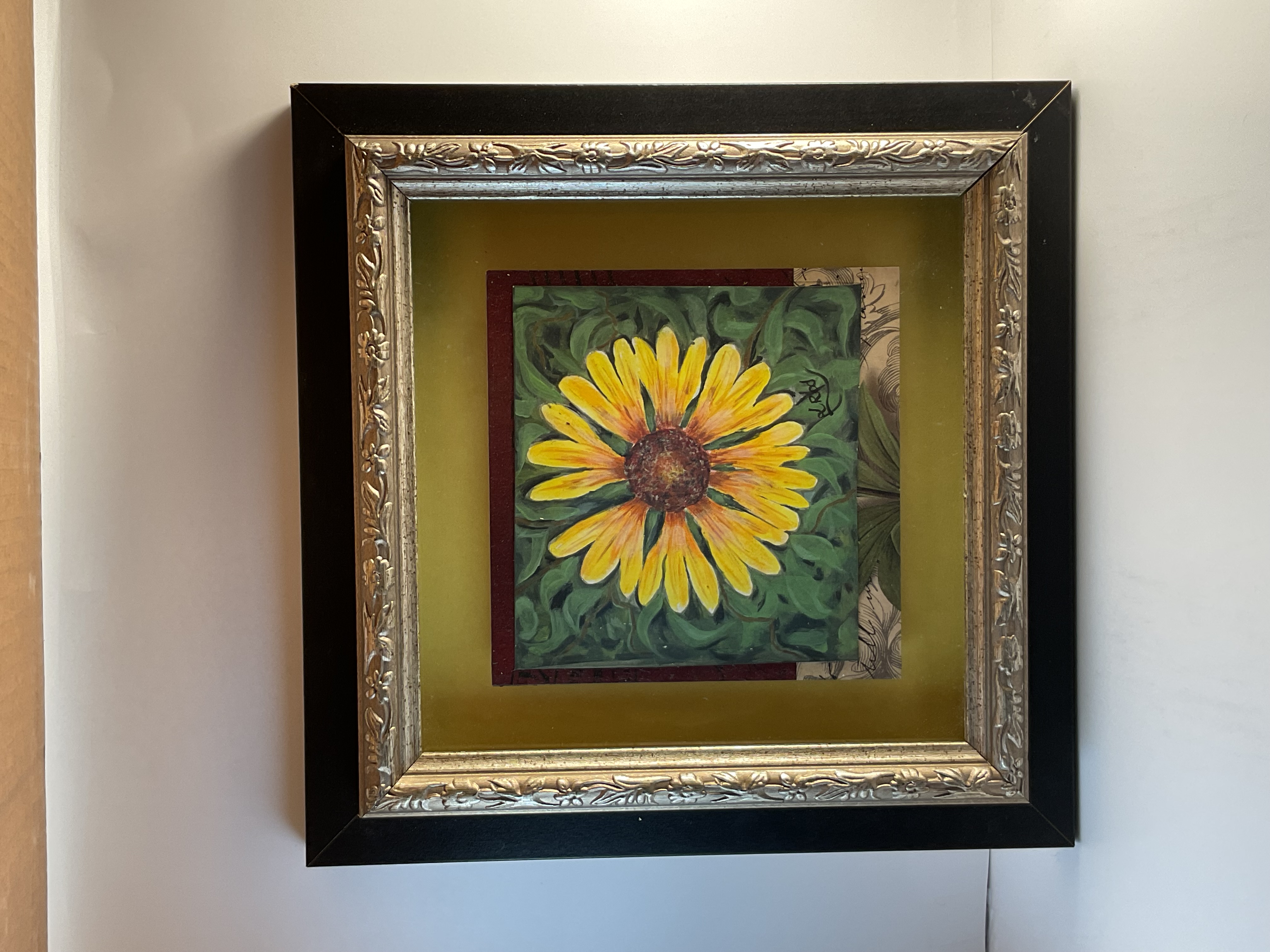 Framed Yellow Flower Painting