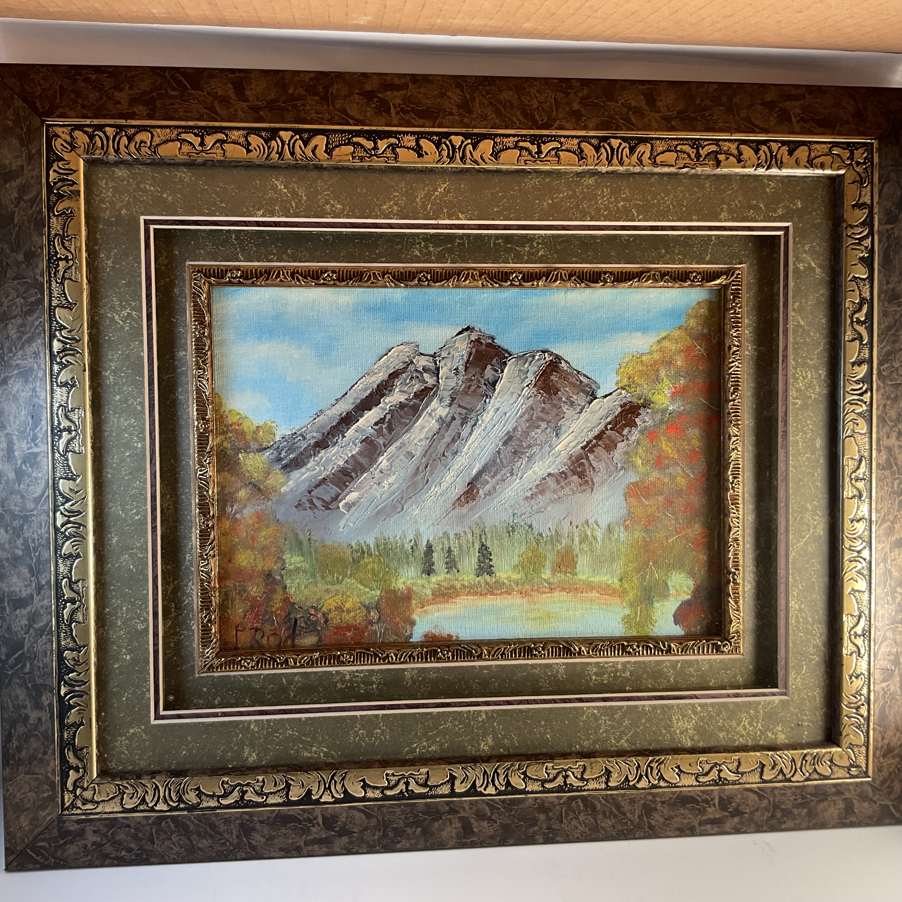 Framed Mountain Landscape Painting