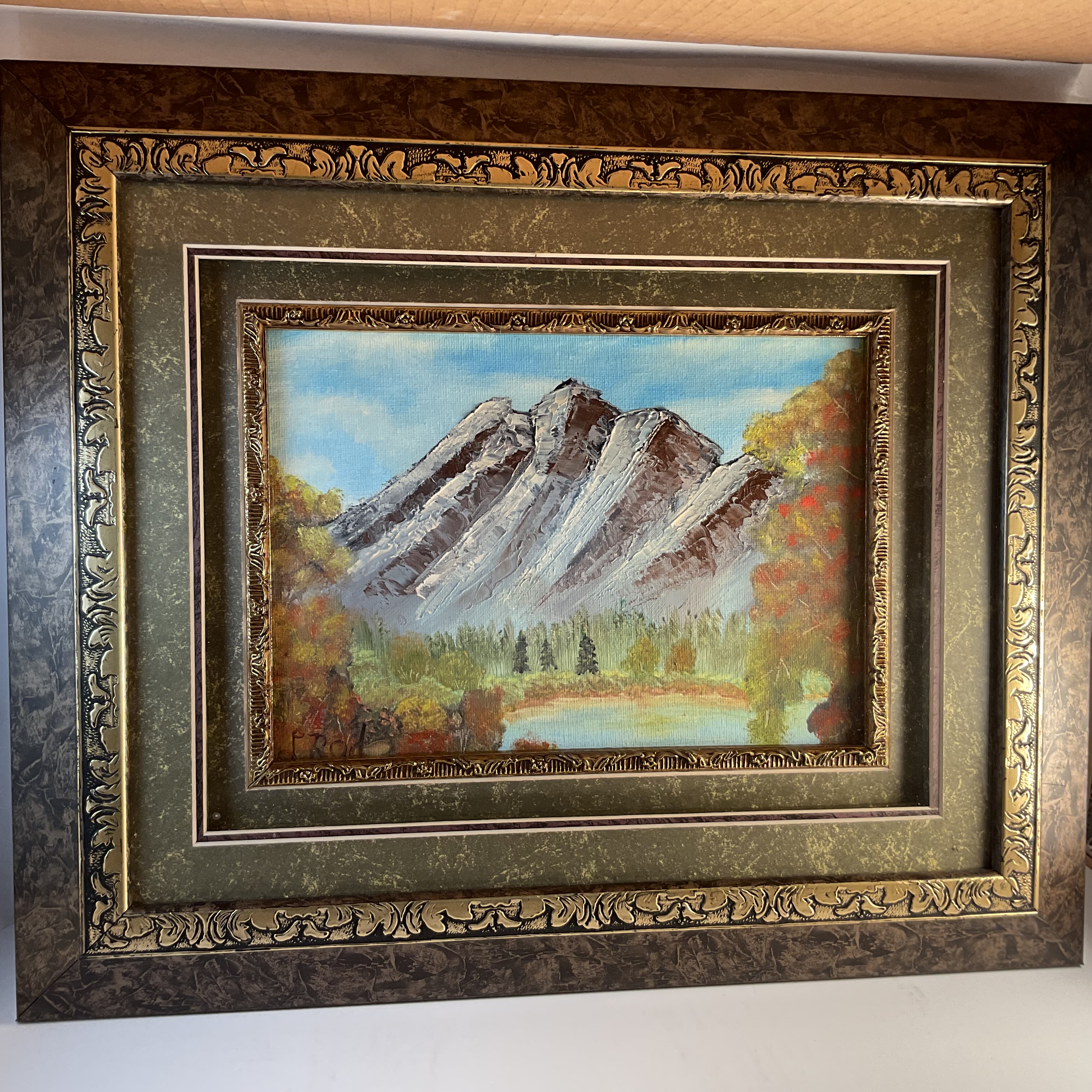 Framed Mountain Landscape Painting