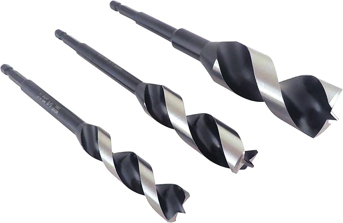 Wood Owl 00707 3 Piece Set OverDrive Fast Boring Ultra Smooth Auger Brad Point Boring Bits Containing the Following Sizes 5/8”, 3/4” and 1”