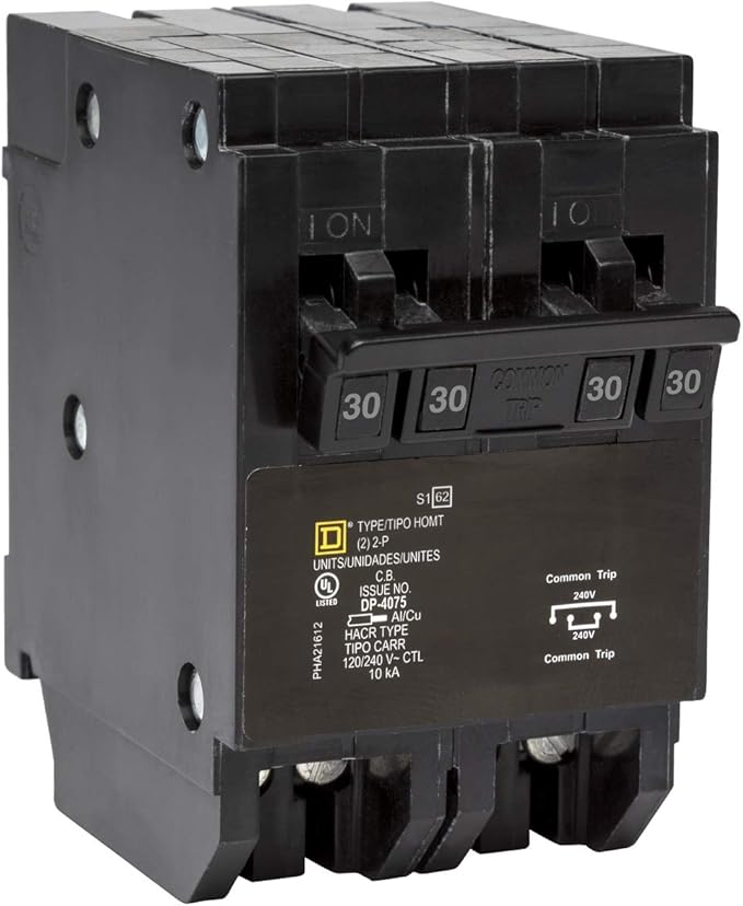 Square D - HOMT230230CP Tandem Quad Circuit Breaker, Black