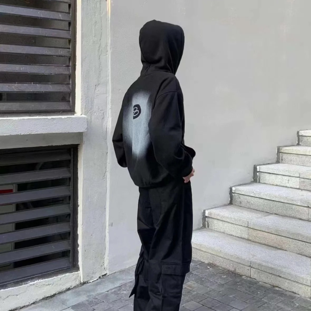 STUSSY 8 BALL FADE HOODIE BLACK (FW22)